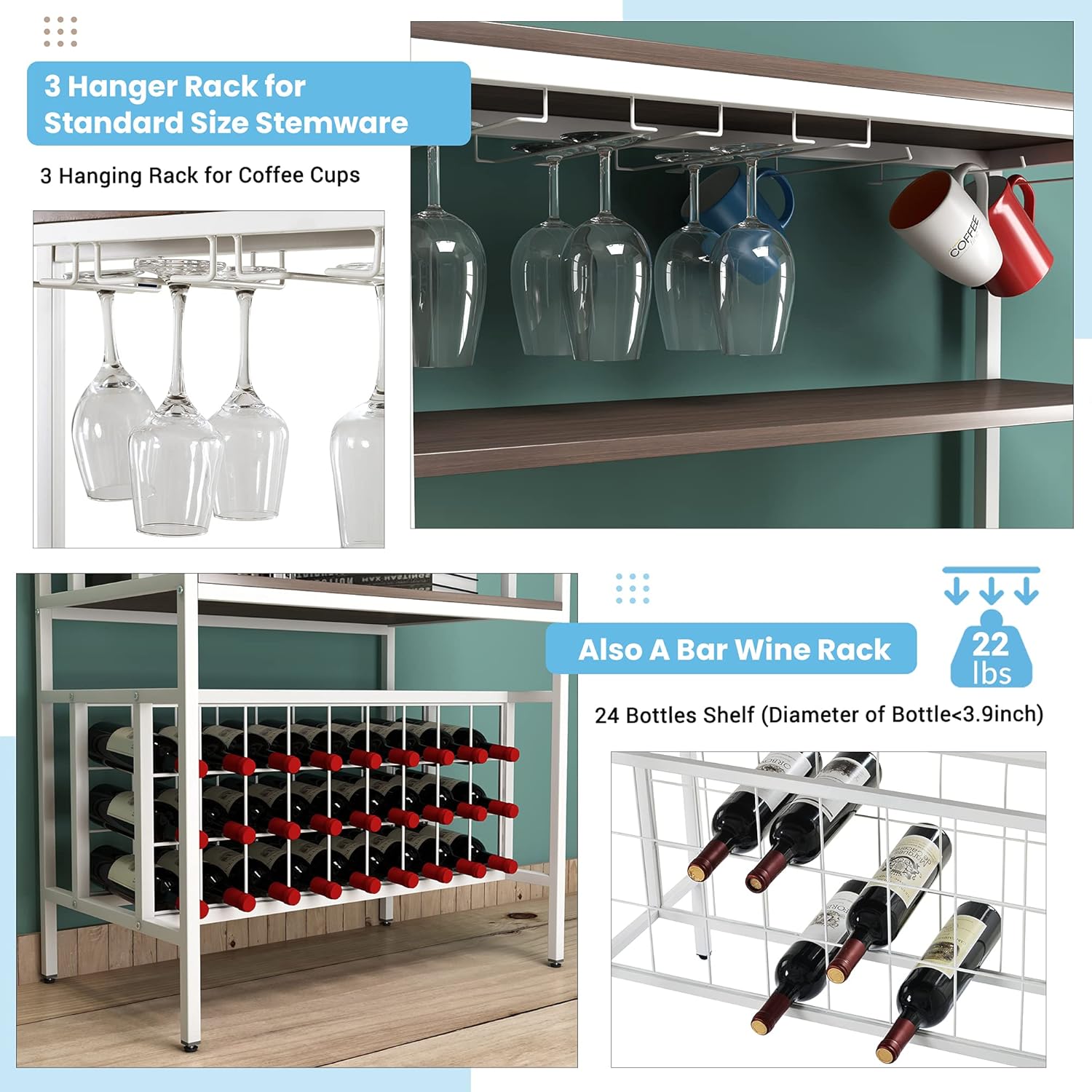 Loyaltaling 5 Tier Freestanding Wine Rack with Glass Holder