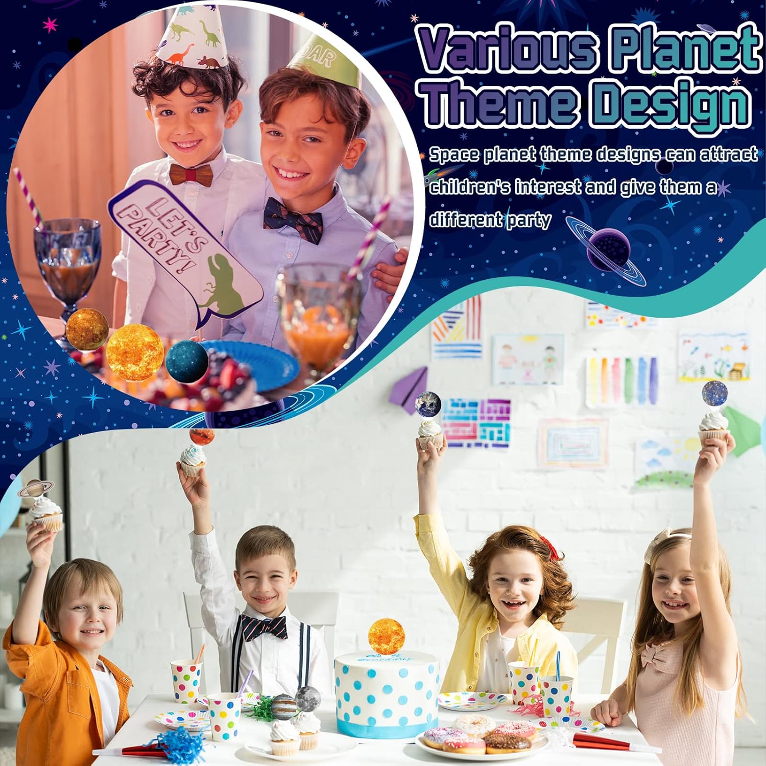 Sabary 50 Pcs Space Cupcake Toppers Set 1