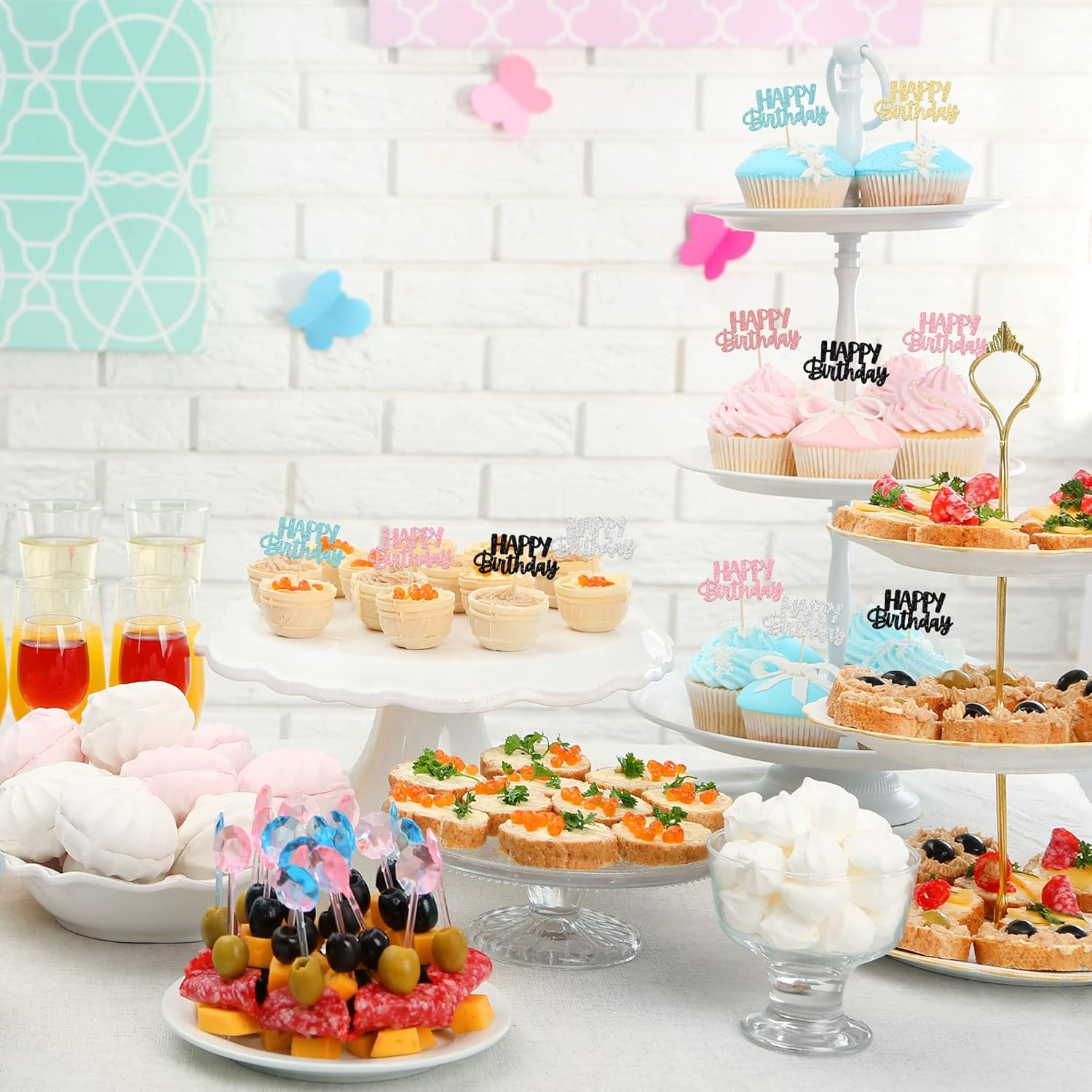 Gyufise 24Pcs Happy Birthday Cupcake Toppers