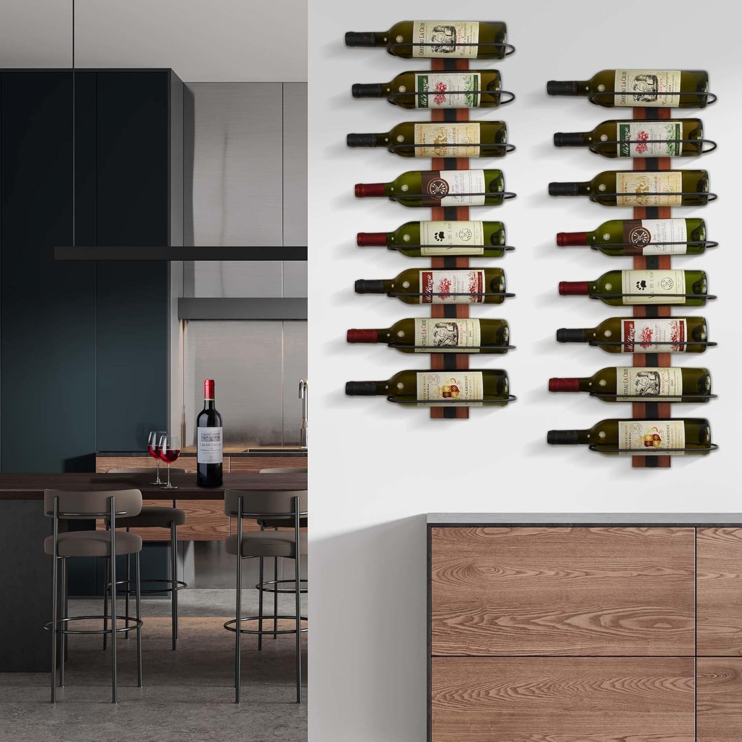 FLstudio Wall Mounted Wine Rack for 8 Bottles