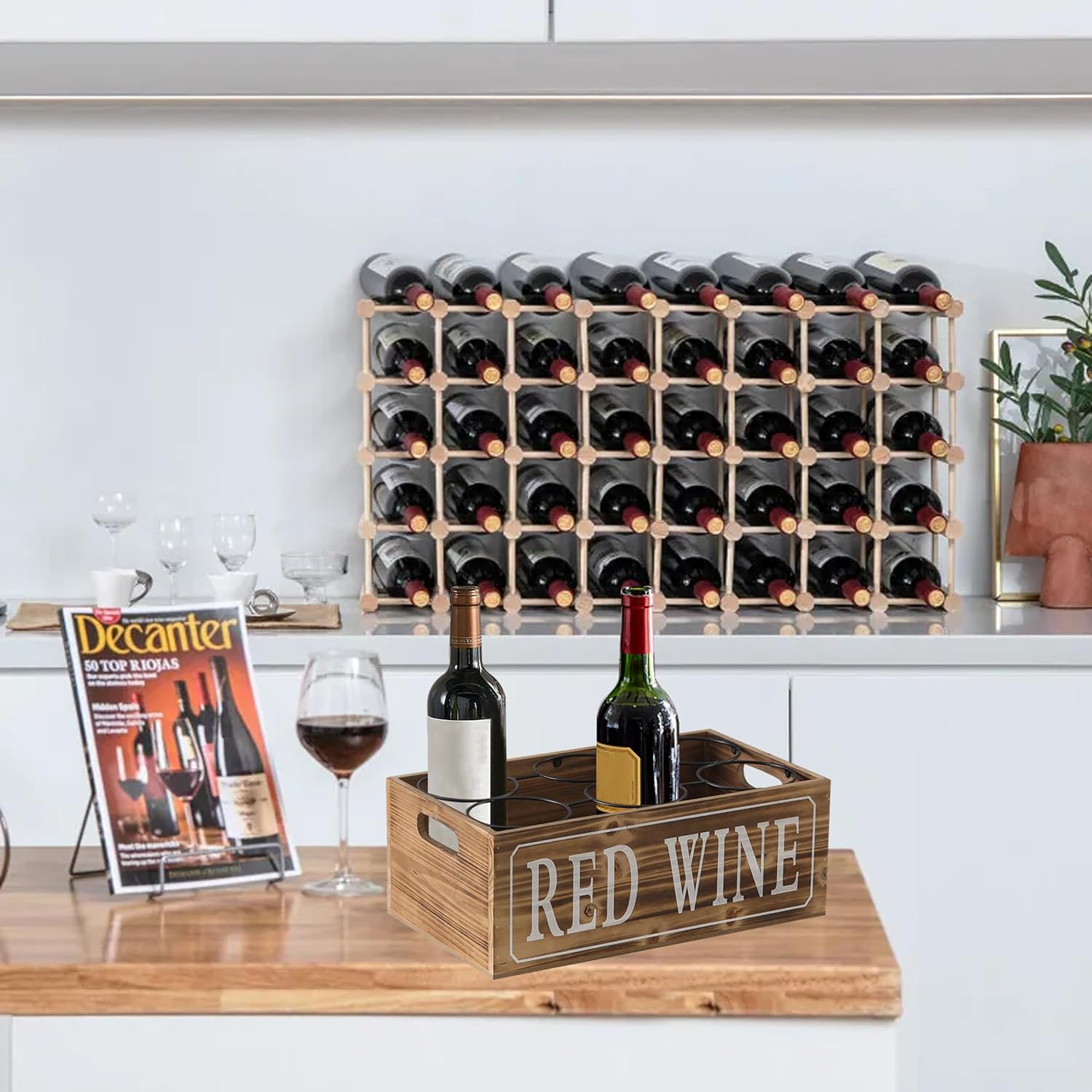 Sintosin Rustic Wooden Wine Rack Countertop 16x9 Inch
