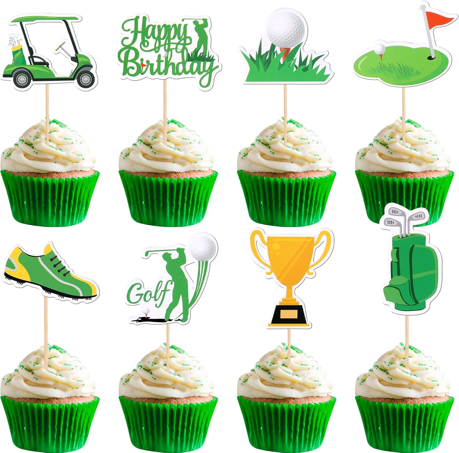 ZHUOWEISM 32PCS Golf Trophy Cupcake Toppers