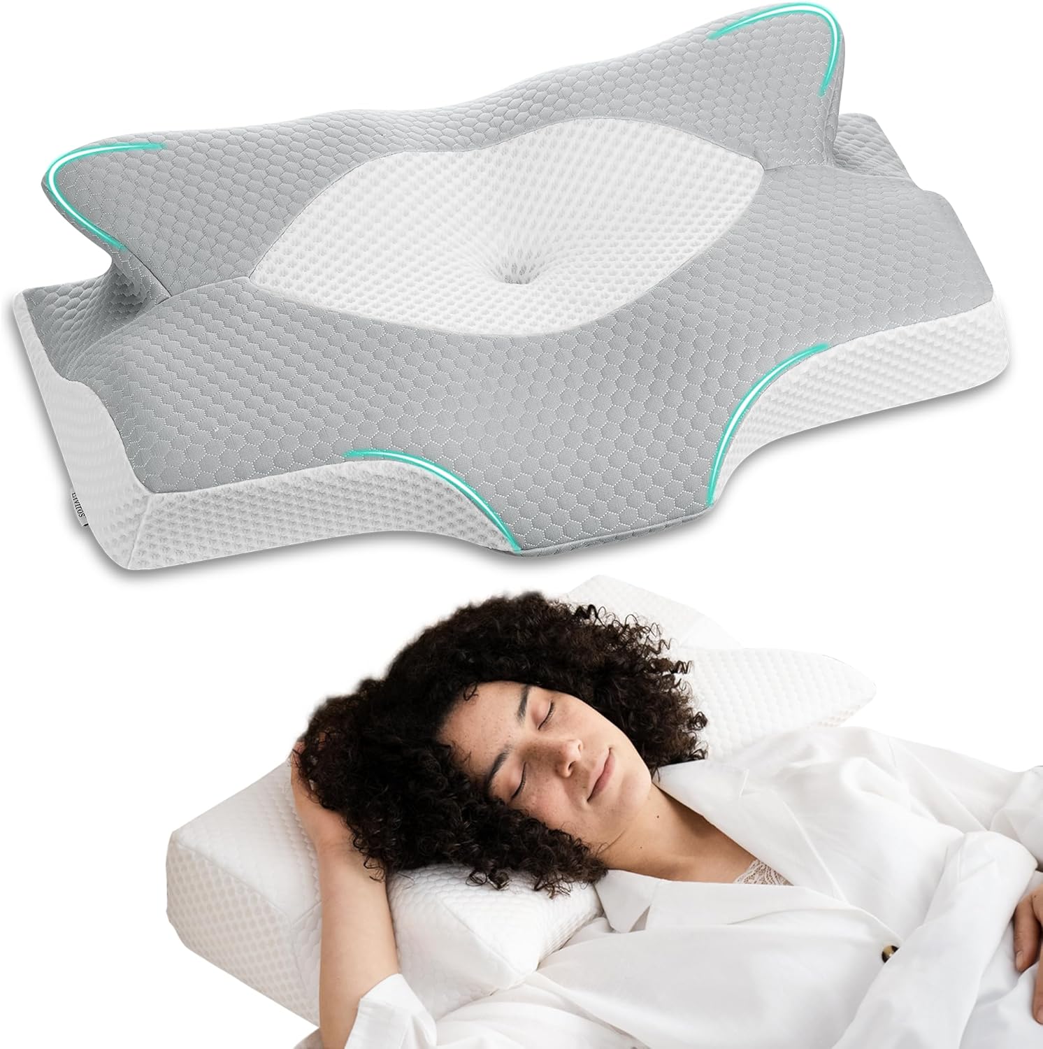 Elviros Cervical Memory Foam Pillow for Neck Shoulder Pain