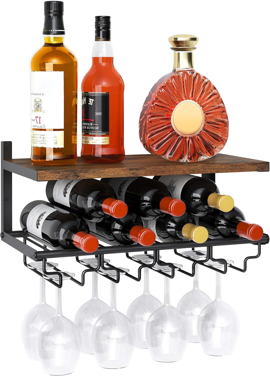 Gewudraw 2 Tiers Wall Mounted Wine Rack
