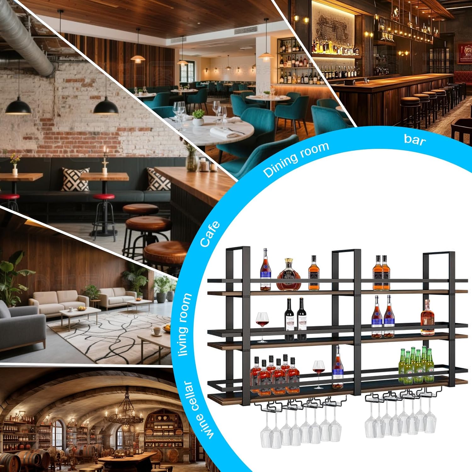DSVONAUS Wall-Mounted Wine Rack with LED Light 3 Tier
