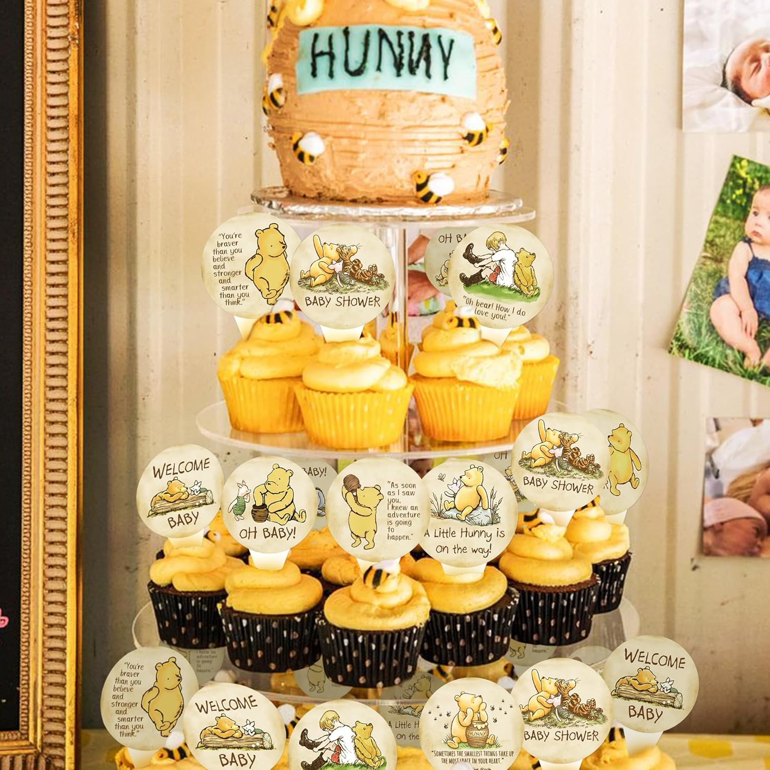 48Pcs Bear Themed Cupcake Toppers for Baby Showers and Birthday Parties