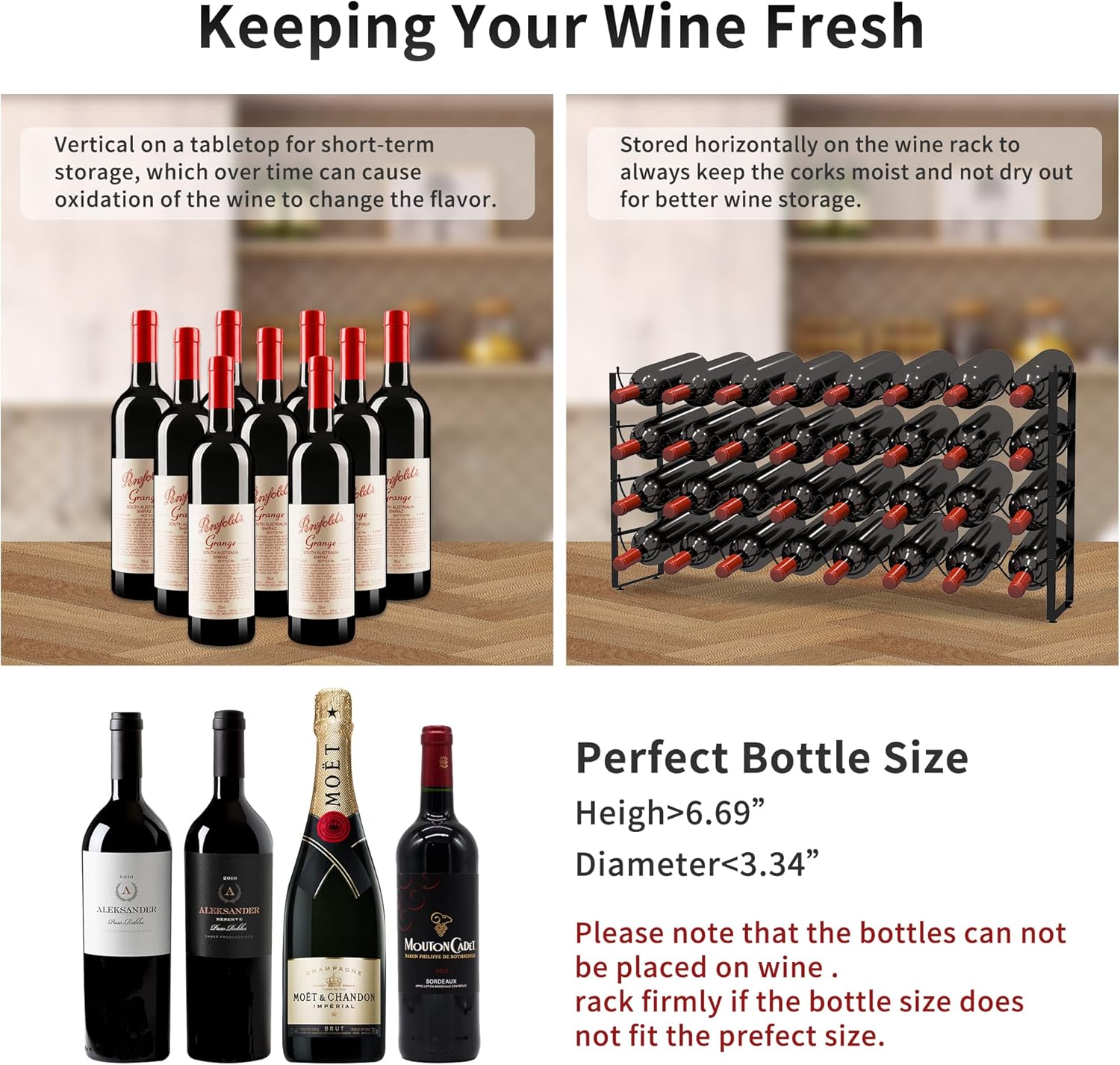 TONLEA 4 Tier Wine Rack with 32 Bottle Capacity
