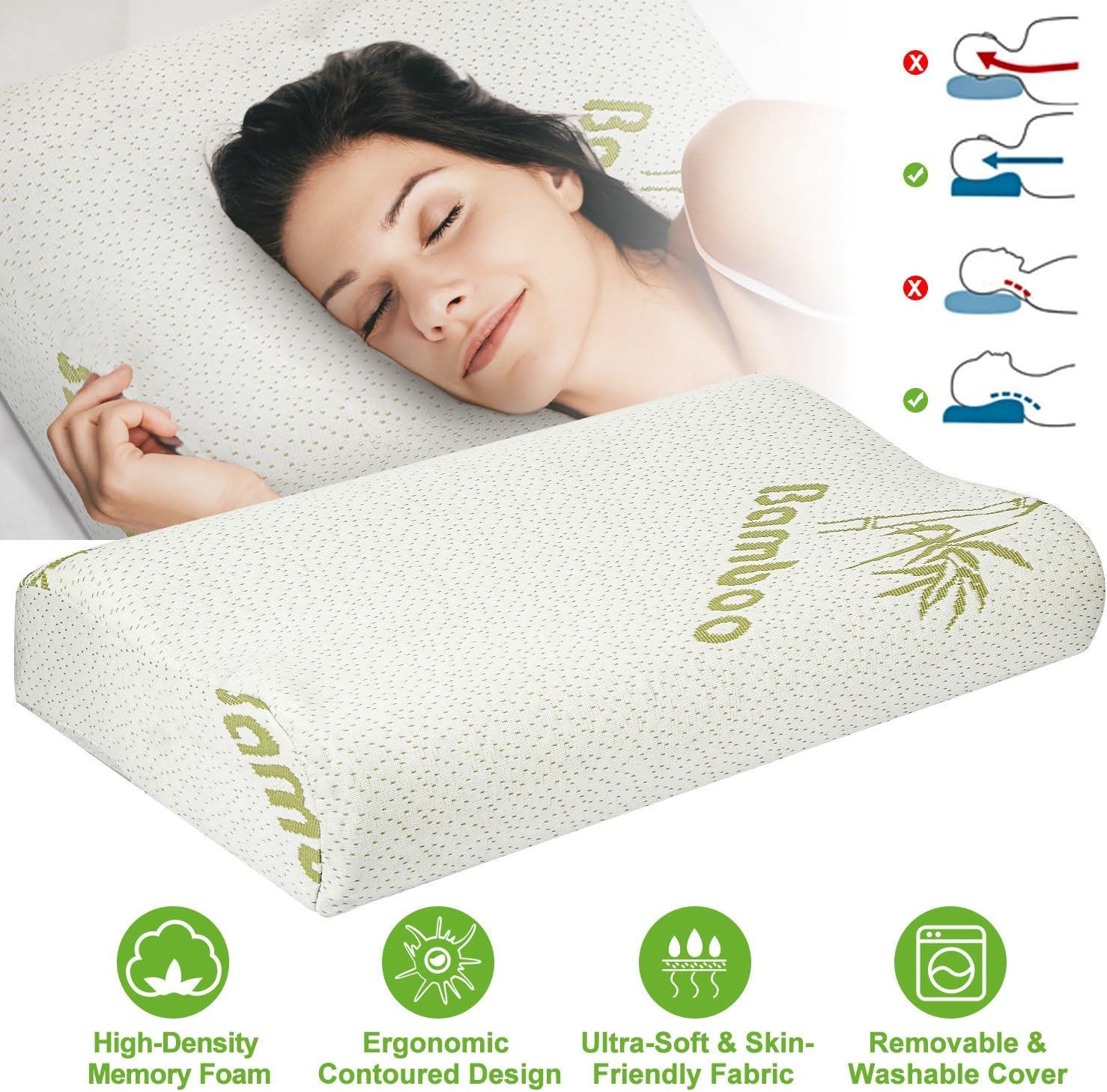 iMounTEK Bamboo Rayon Memory Foam Neck Support Pillow 1