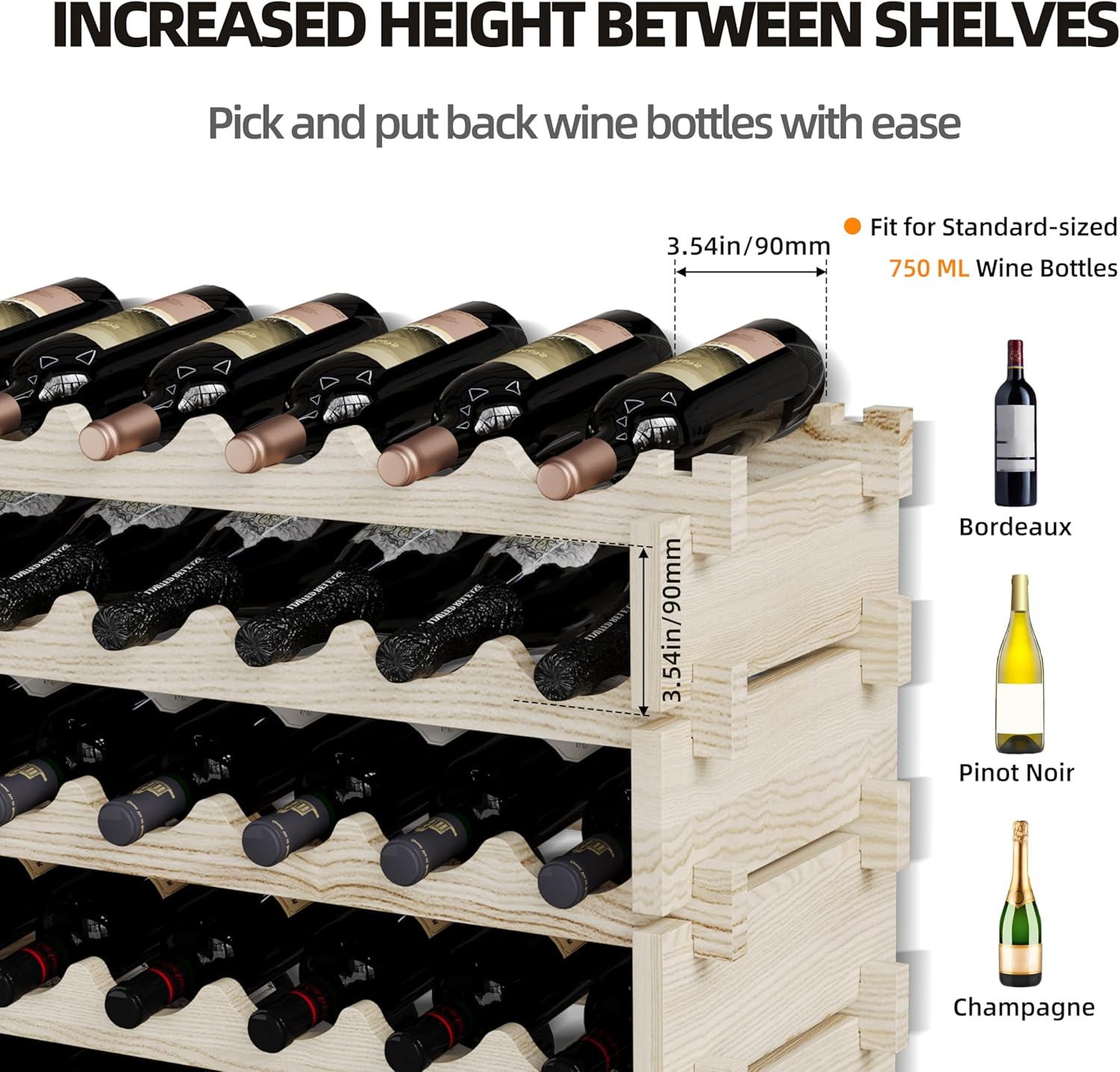 Svimi 8 Tier Real Wood Wine Rack for 72 Bottles