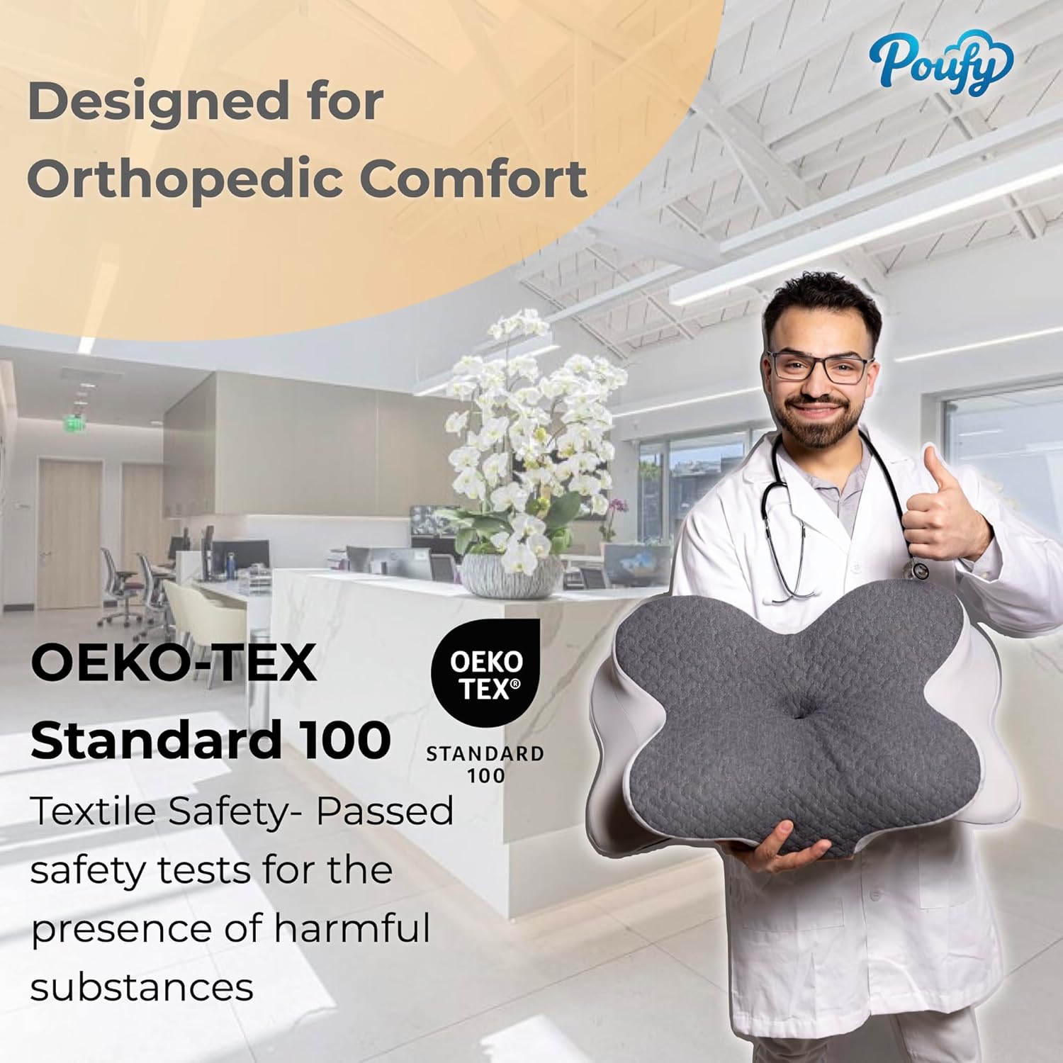Poufy Cervical Pillow for Neck and Shoulder Support