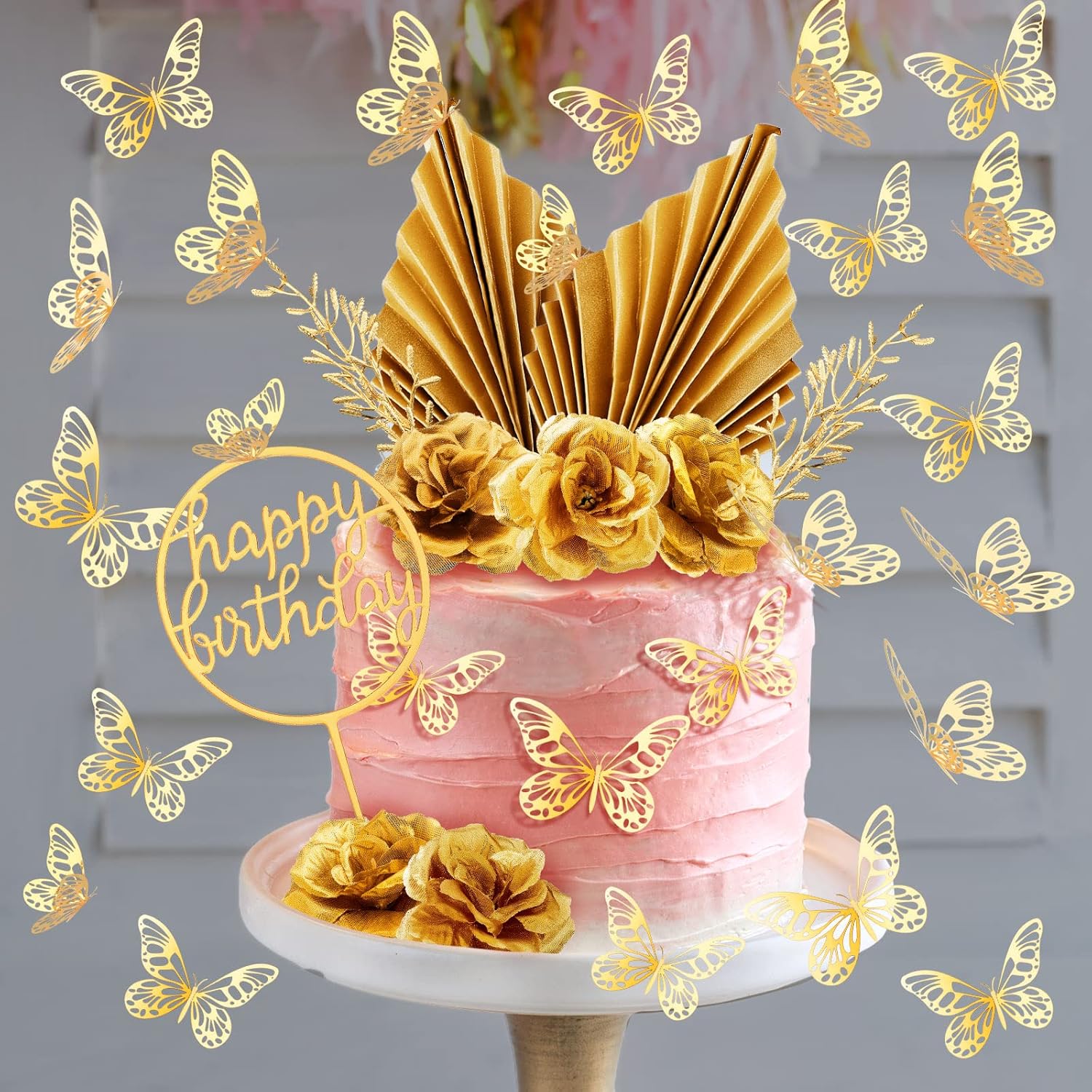Shimeyao 52 Pcs Gold Cake Decorations Boho Style