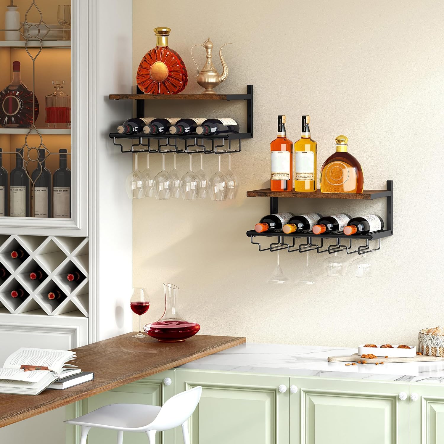 Gewudraw 2 Tiers Wall Mounted Wine Rack