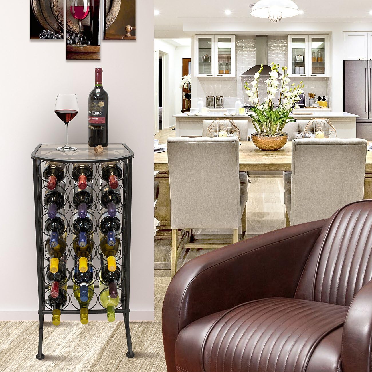 Sorbus Bordeaux Chateau Style Wine Rack Stand Holds 18 Bottles