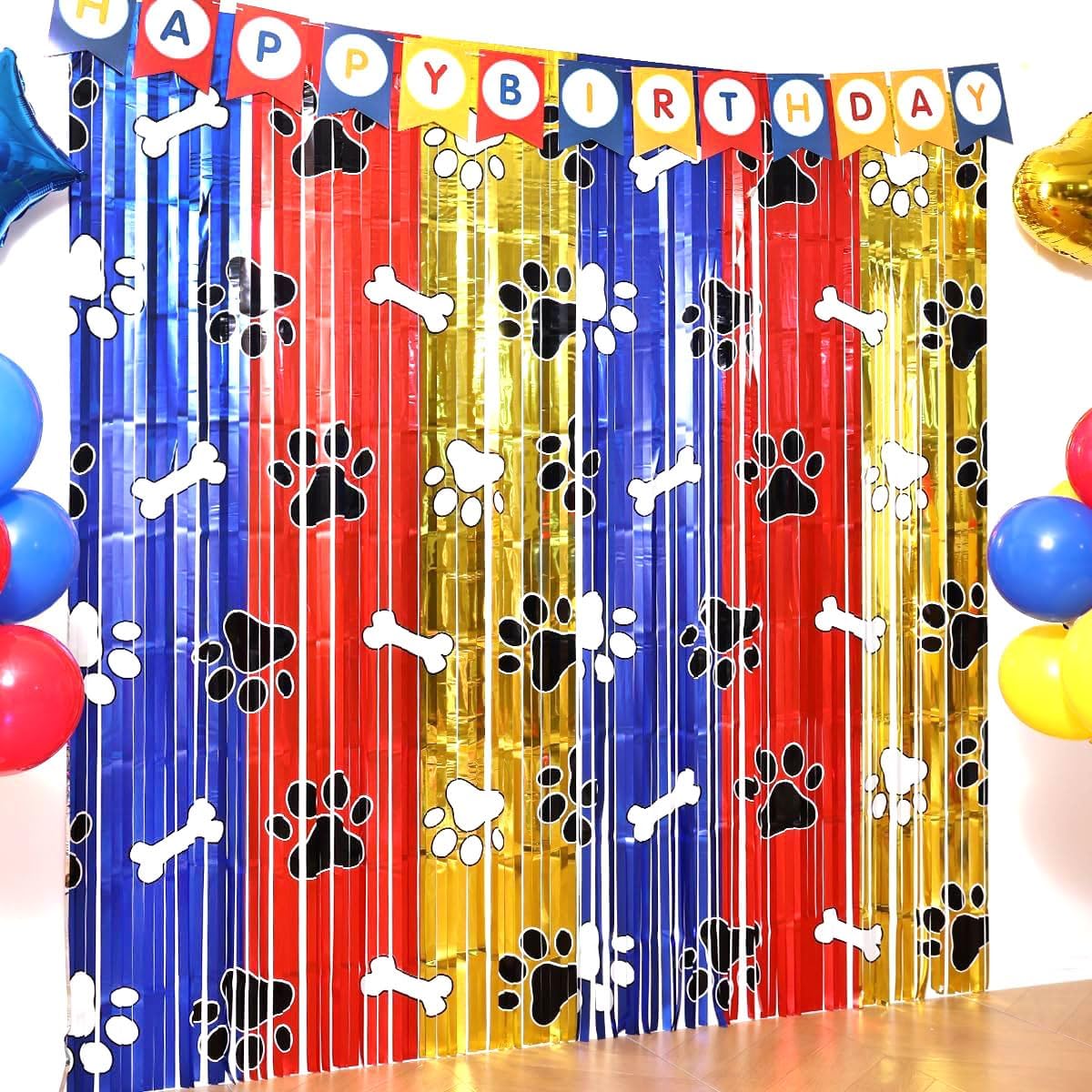 Buchele Playful Paw Decor Kit - 2 Pack Tinsel Curtains Balloons