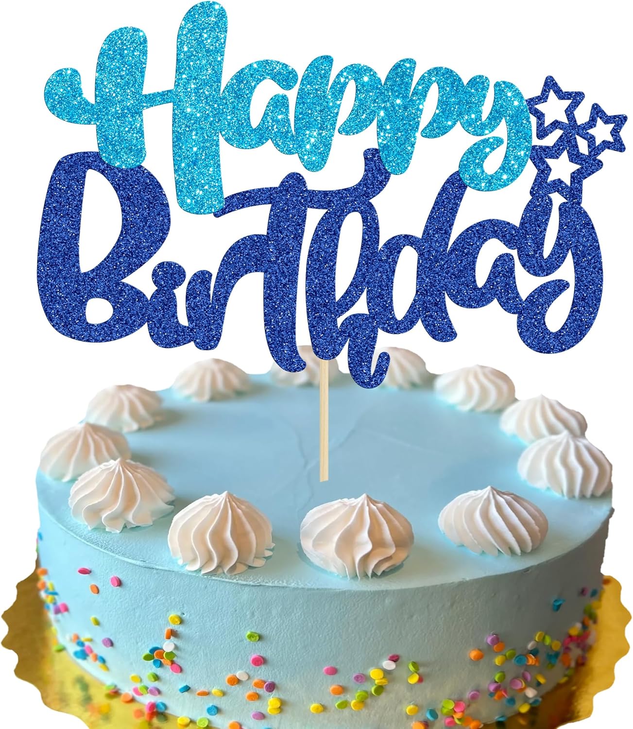 Ephlyn Happy Birthday Cake Topper Glitter Decor