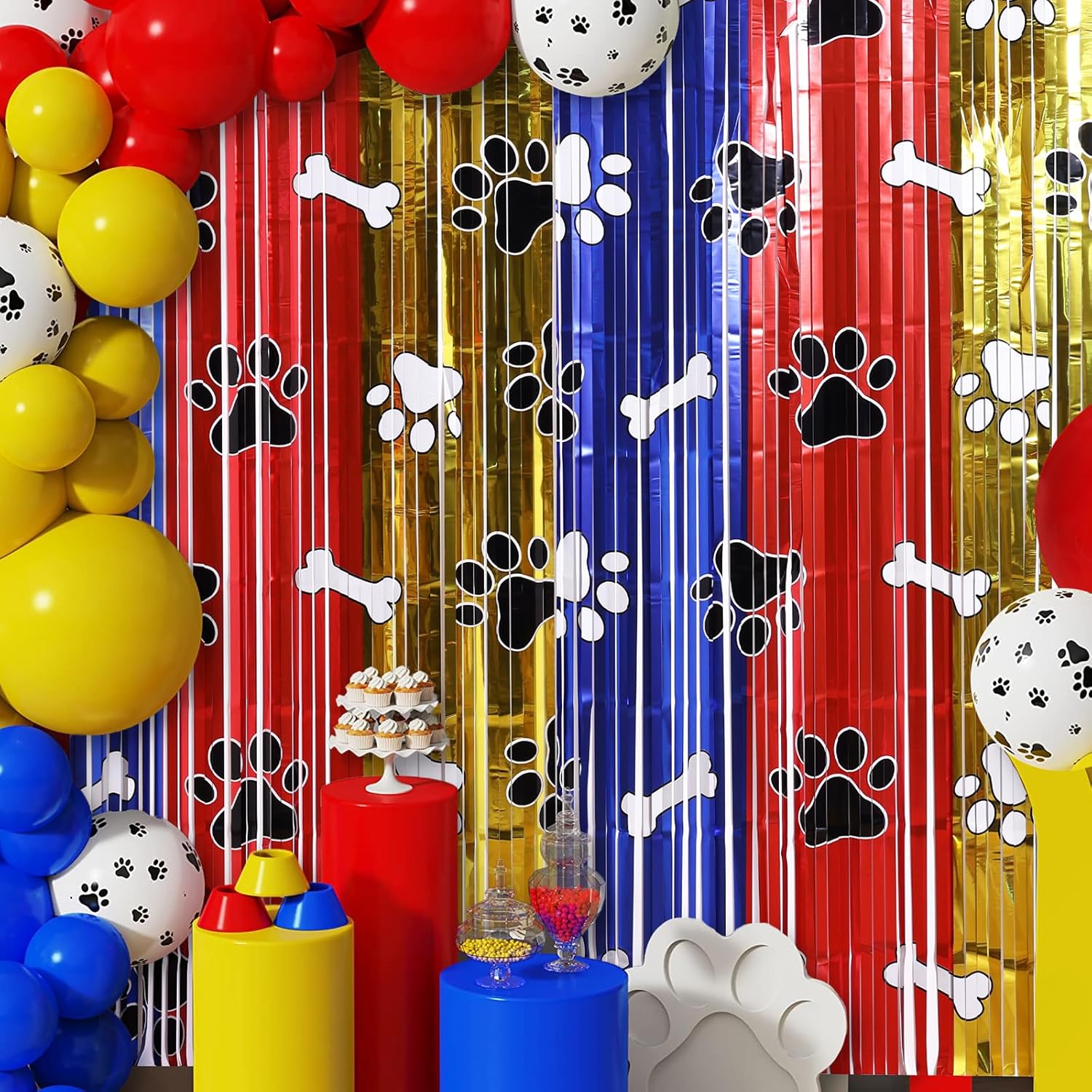 Buchele Playful Paw Decor Kit - 2 Pack Tinsel Curtains Balloons