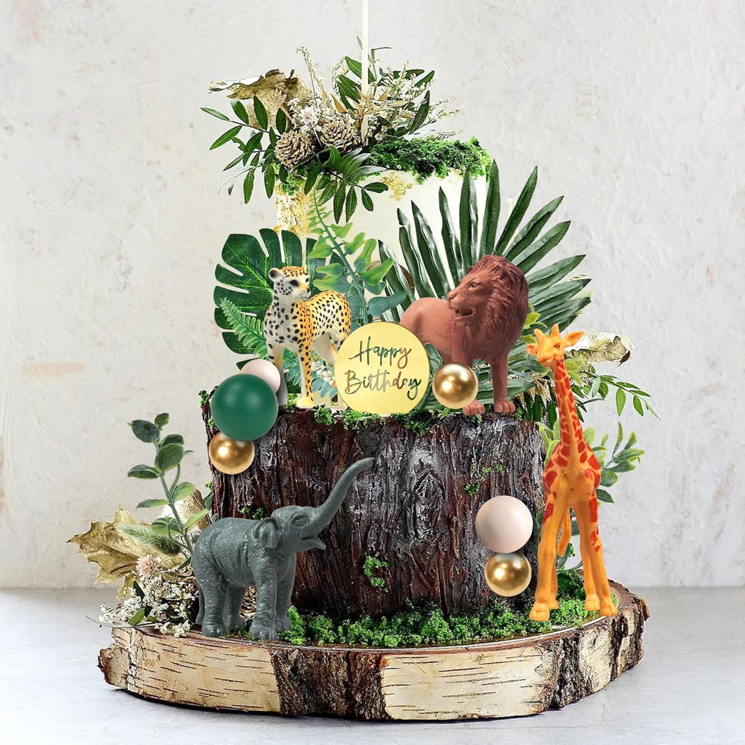 DRWATE 27PCS Jungle Animal Cake Toppers Decorations