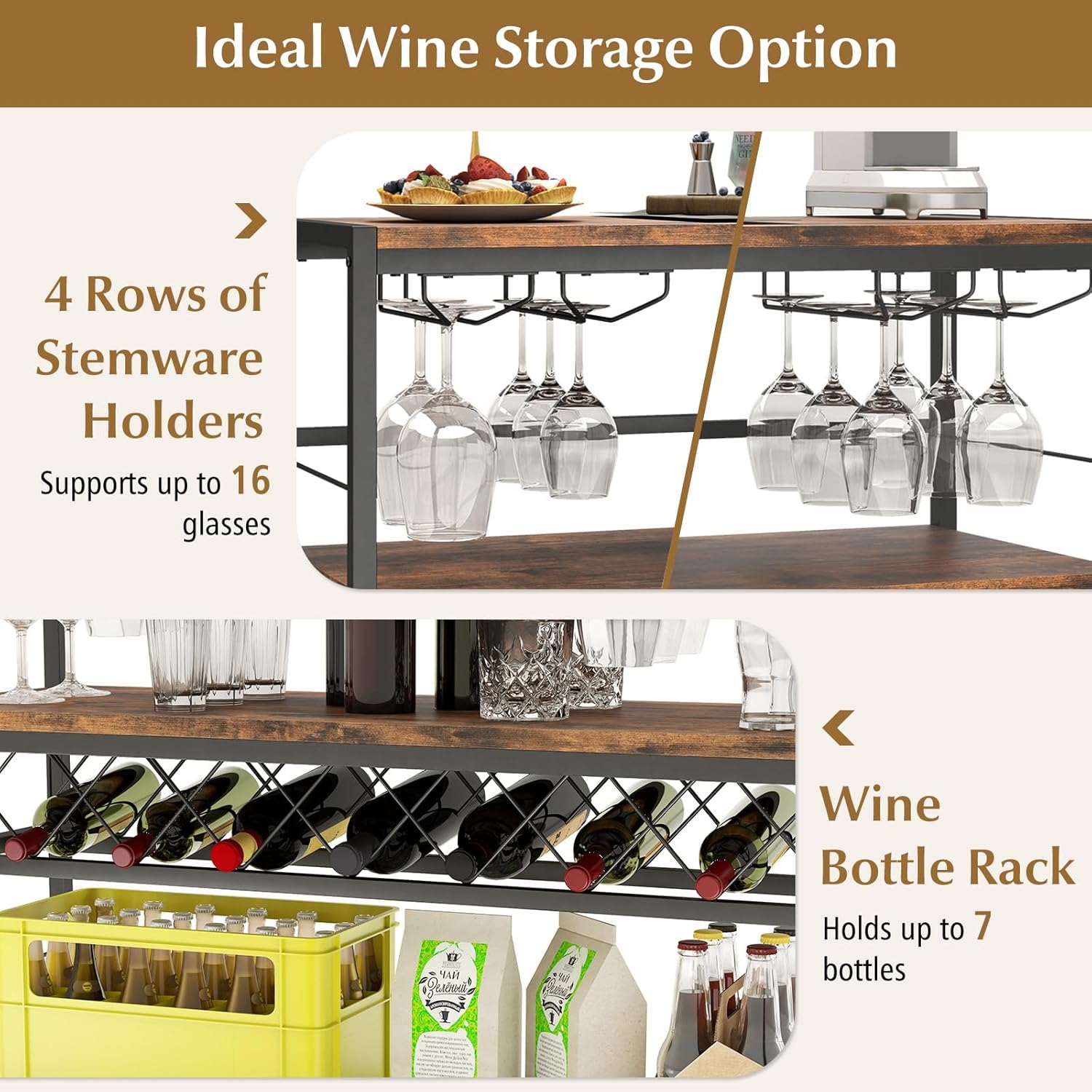 Giantex 4-Tier Wine Rack Table 7-Bottle Storage