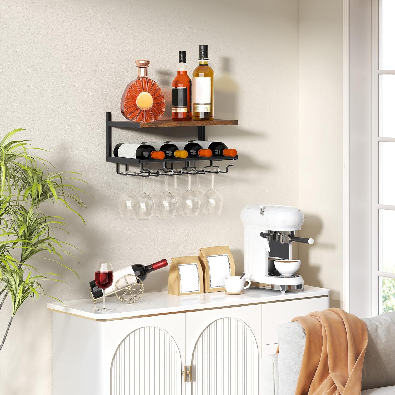 Gewudraw 2 Tiers Wall Mounted Wine Rack