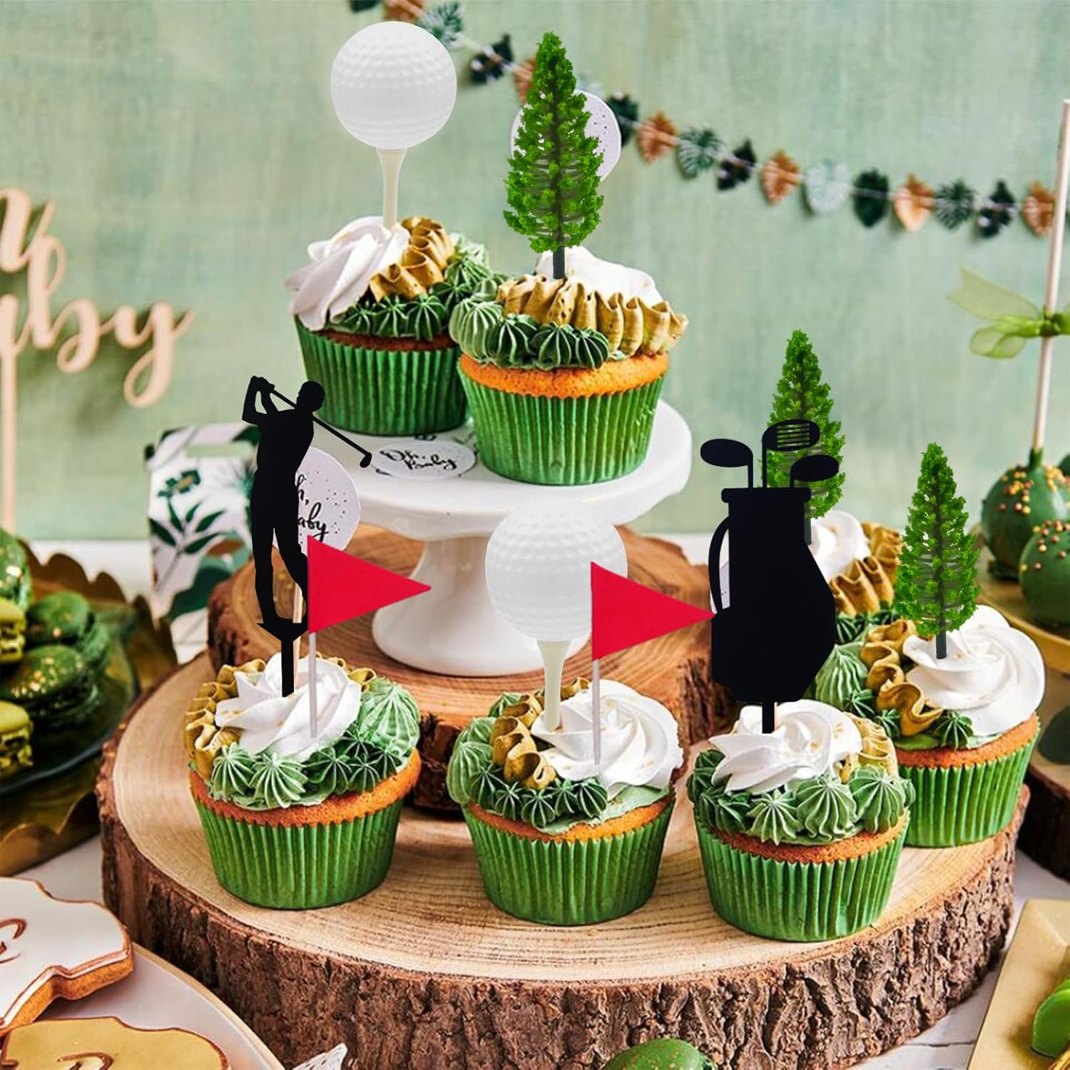 MEMOVAN Golf Theme Cake Toppers with Cart Flag