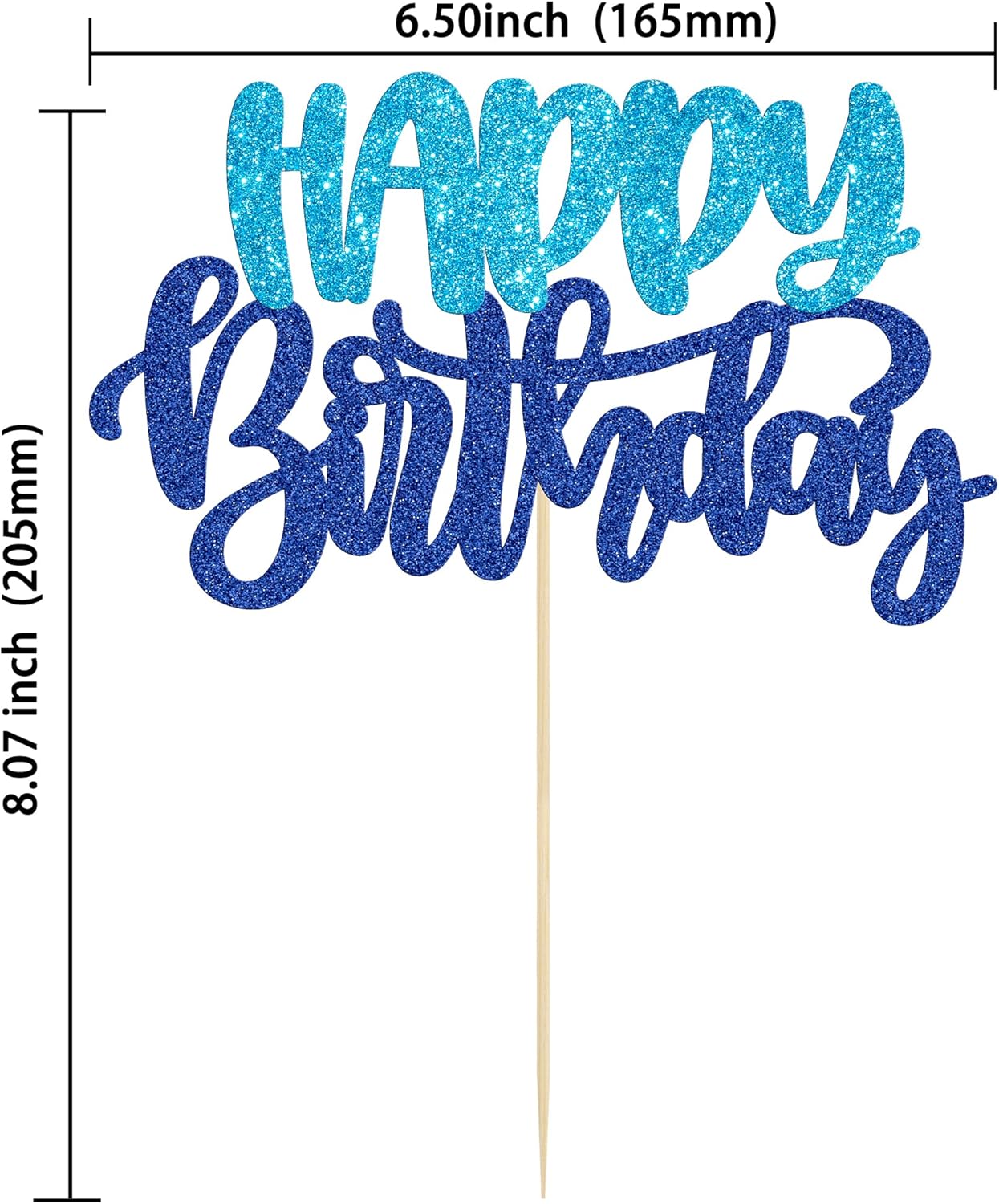 Gyufise Happy Birthday Cake Topper Glitter Blue
