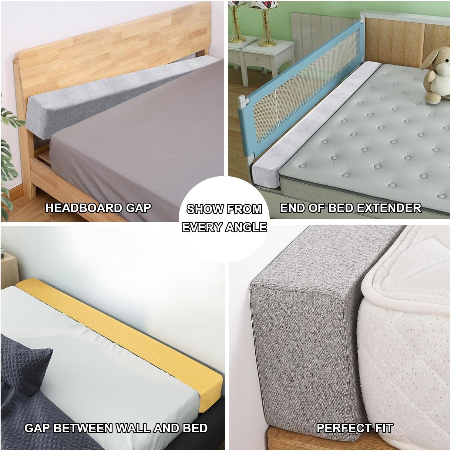ZZYK Bed Gap Filler Pillow - Gray Queen 78x6