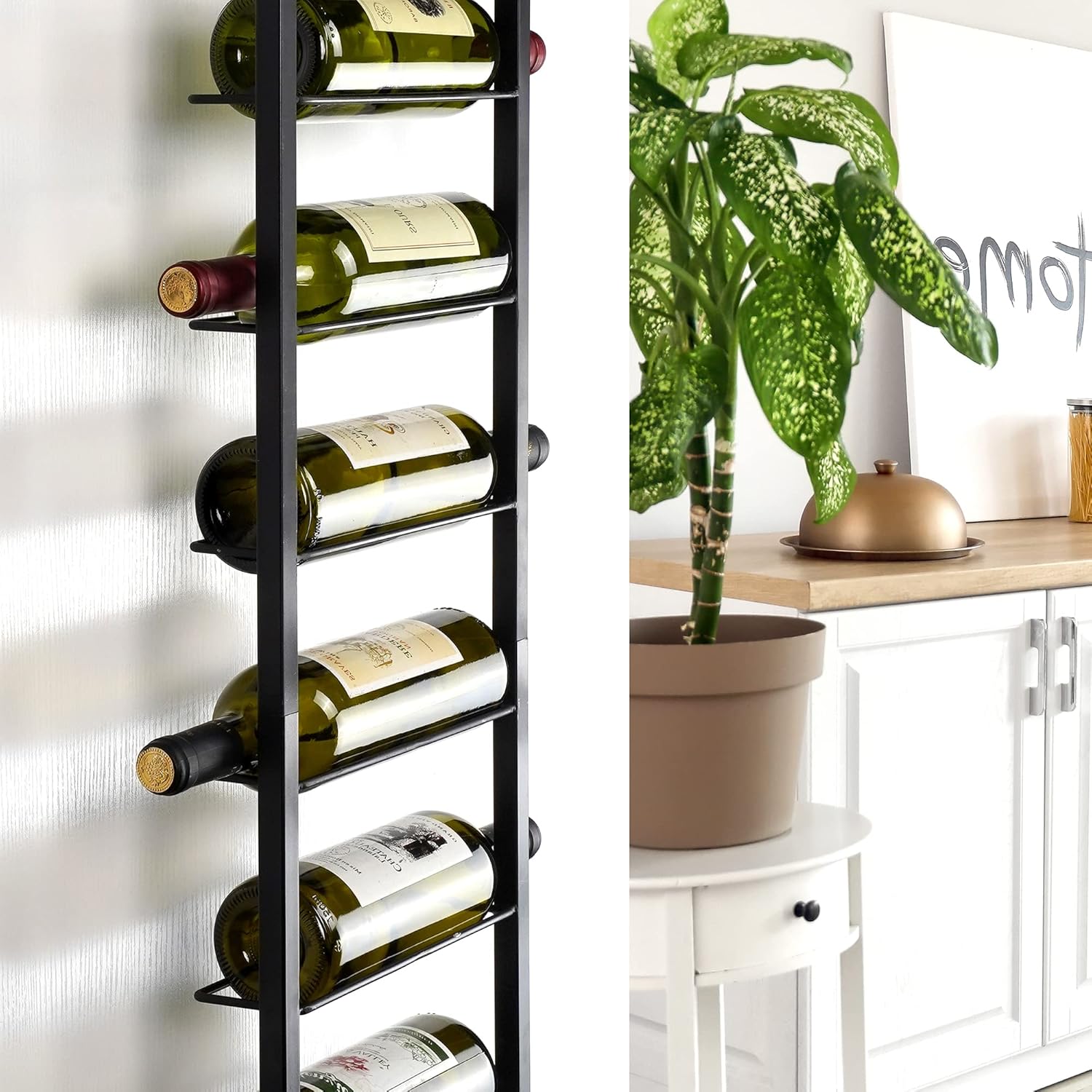YANGSHUO Wall-Mounted Wine Rack for 10 Bottles - 4ft Vertical Organizer