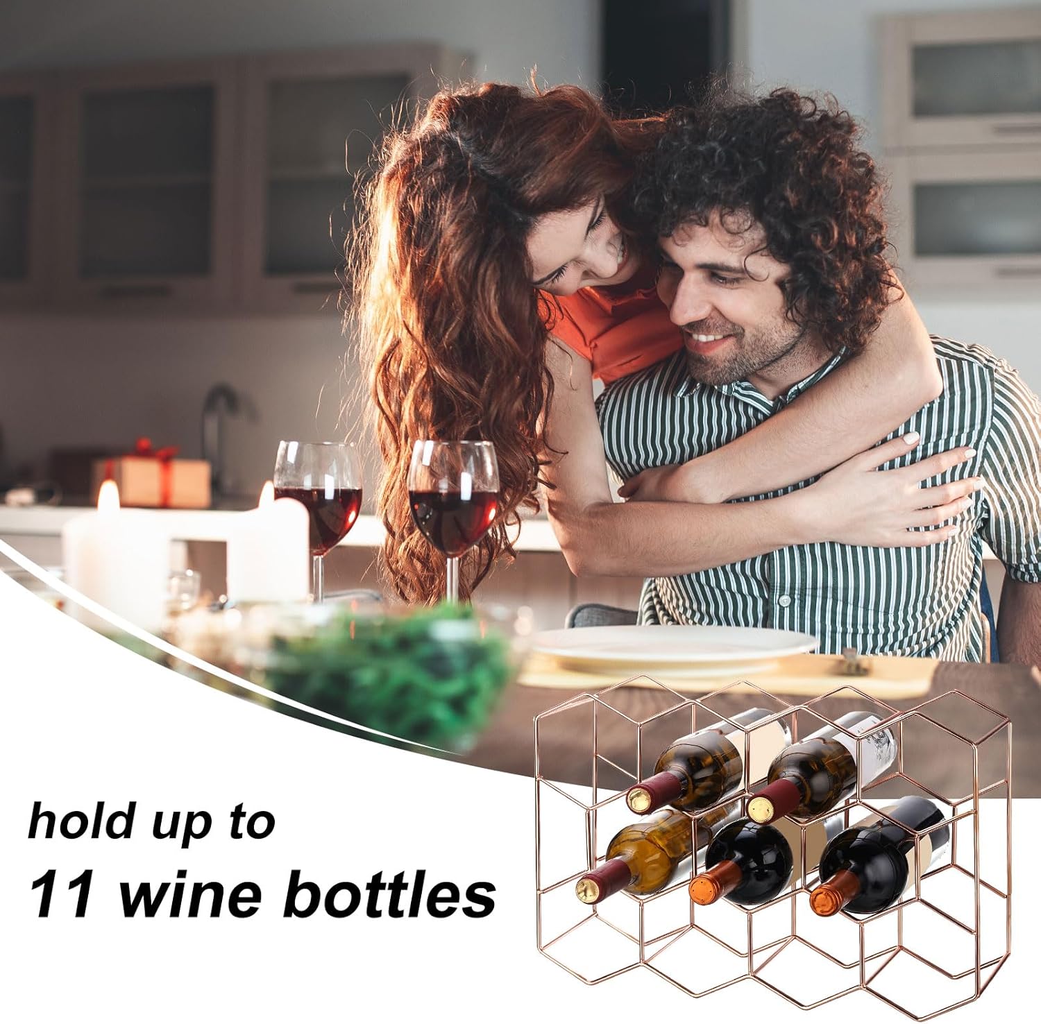 Uxcell 14 Bottle Freestanding Rose Gold Metal Wine Rack