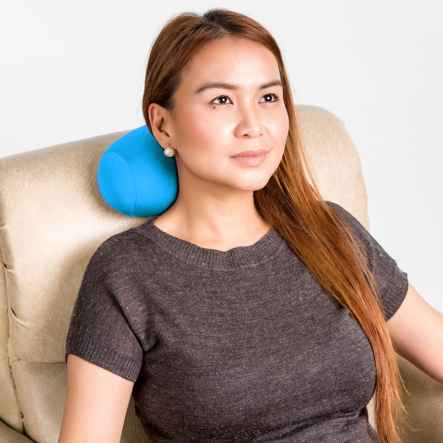 Travel Fanatics Mini Microbead Pillow 35x8 Blue