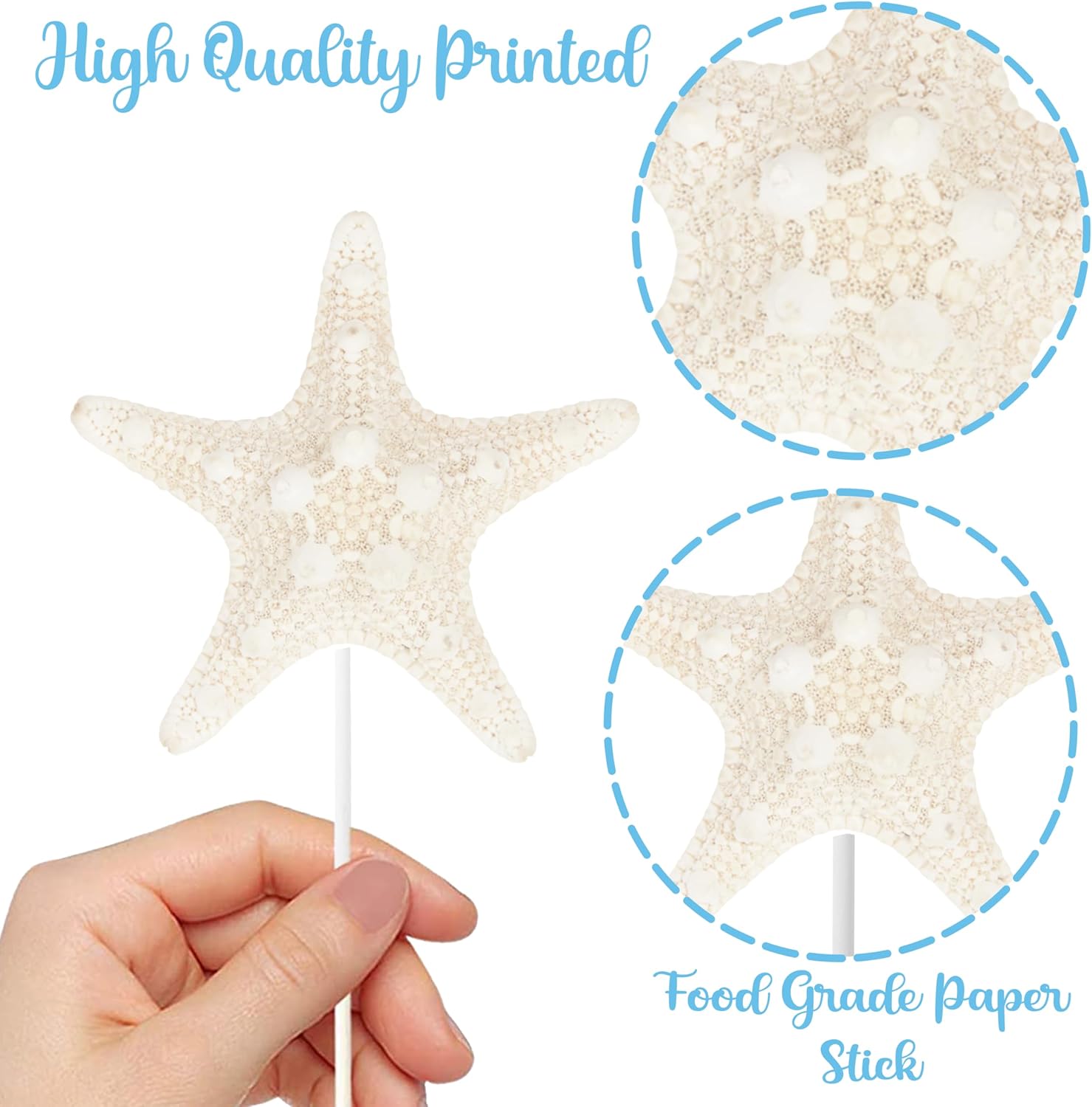 24pcs Beach Seashell Starfish Cupcake Toppers