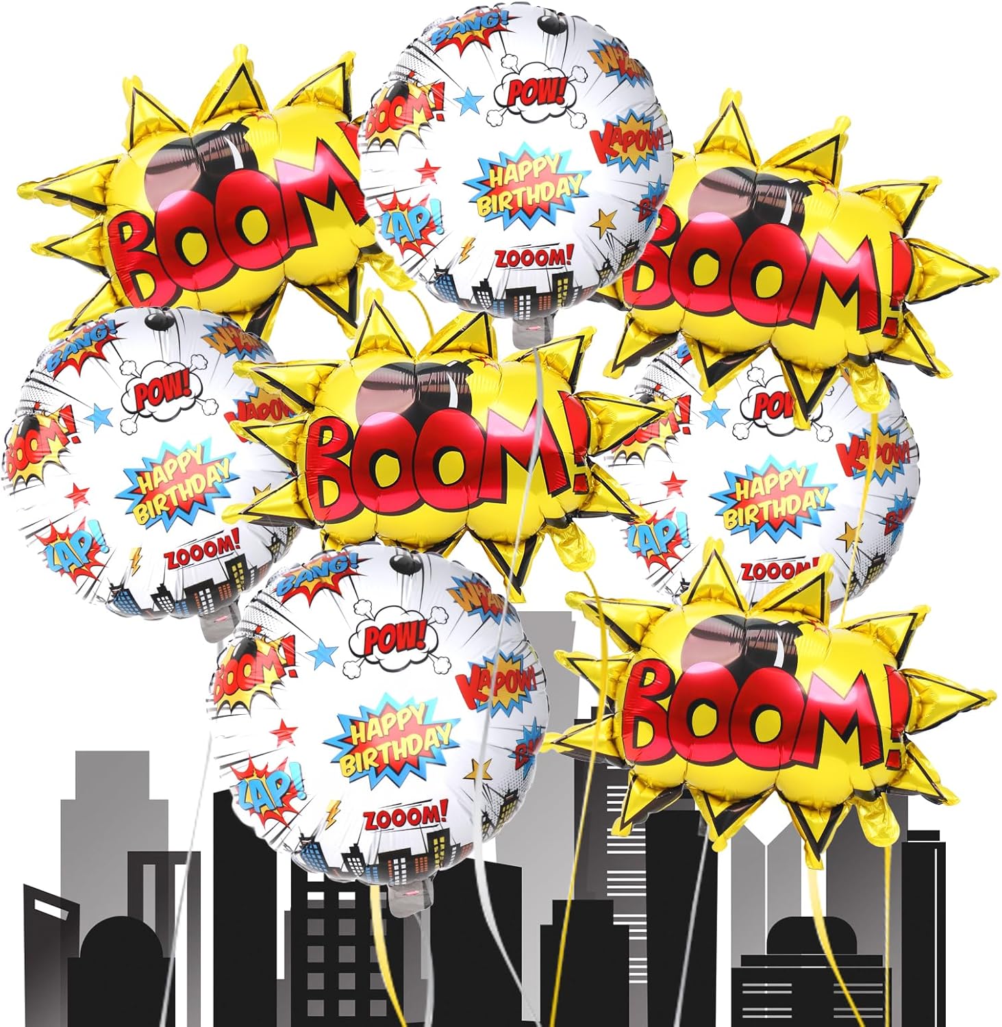 Lcoor 8Pcs Superhero Foil Balloons 18 Inches Birthday Decorations
