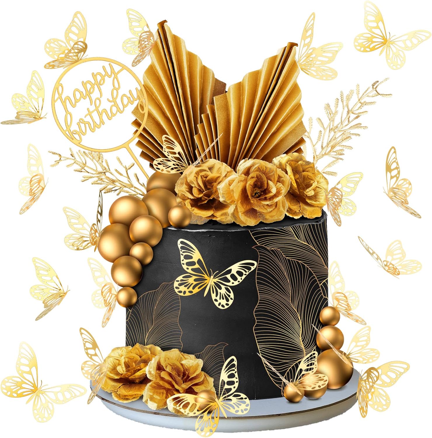 Shimeyao 52 Pcs Gold Cake Decorations Boho Style