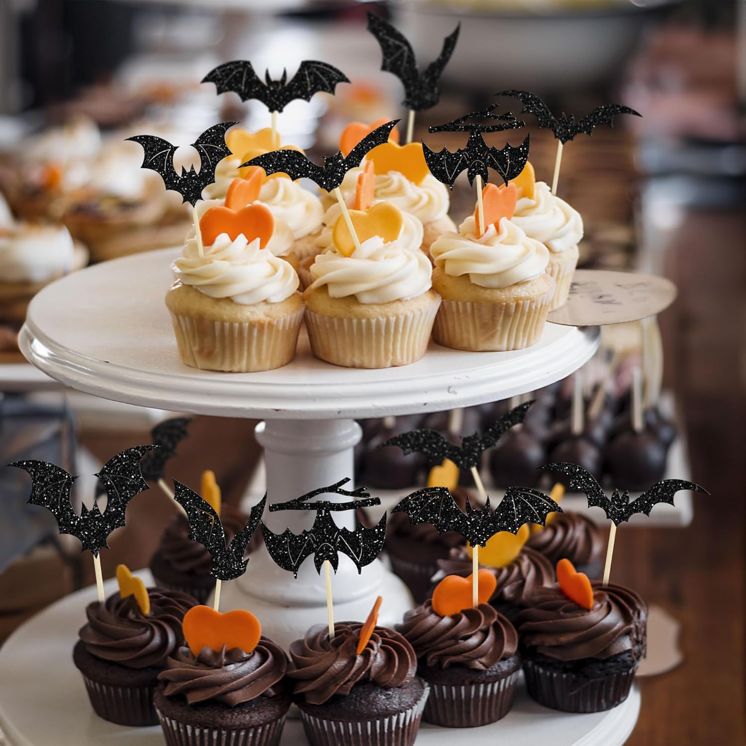 Gyufise 24Pcs Halloween Bat Cupcake Toppers 1