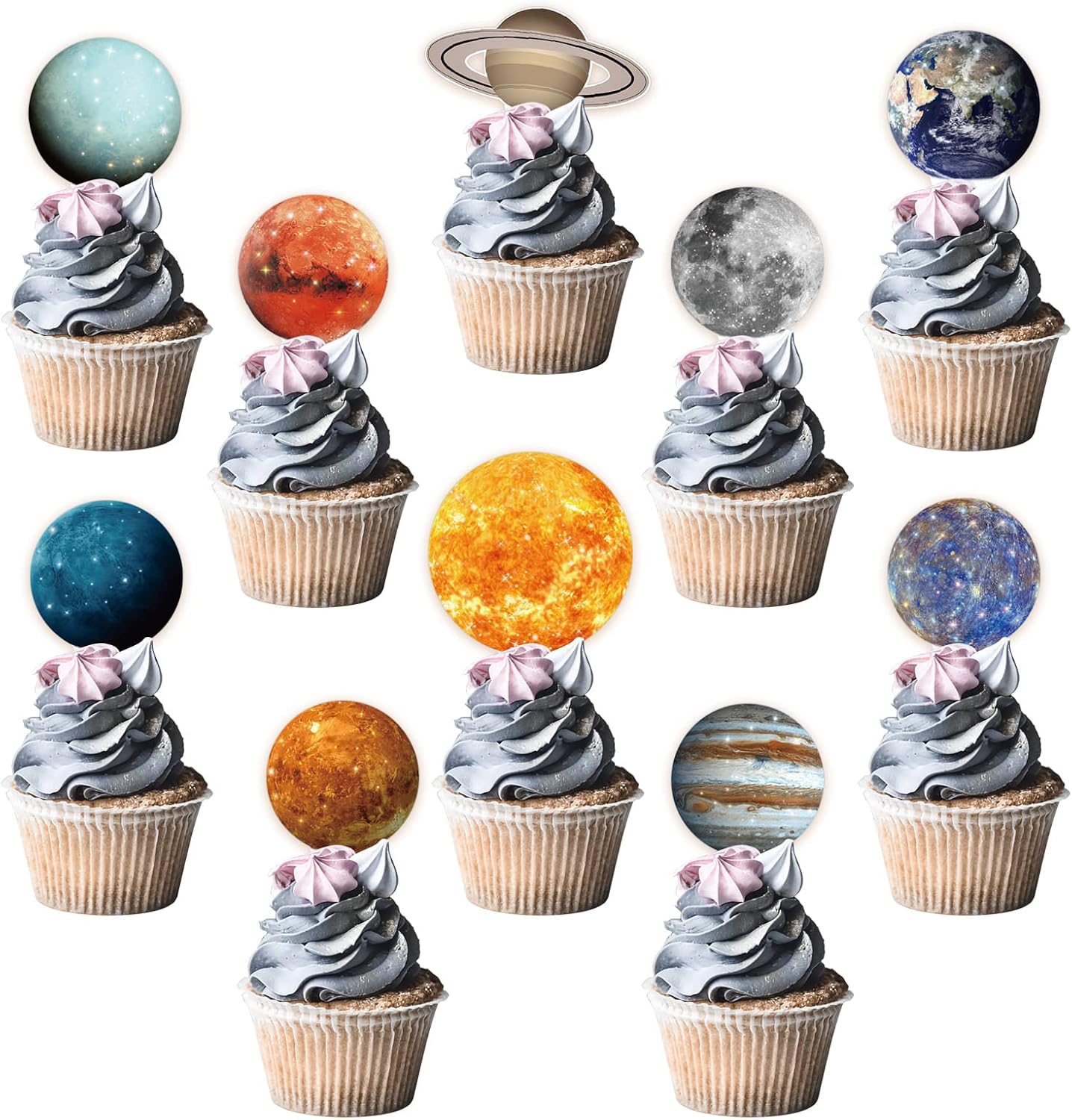 Sabary 50 Pcs Space Cupcake Toppers Set 1