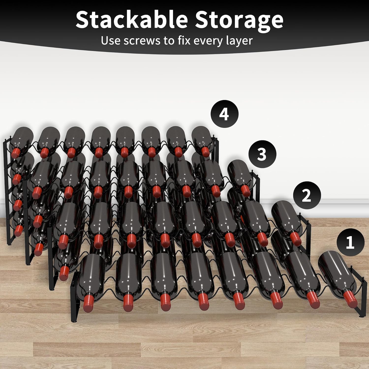 TONLEA 4 Tier Wine Rack with 32 Bottle Capacity