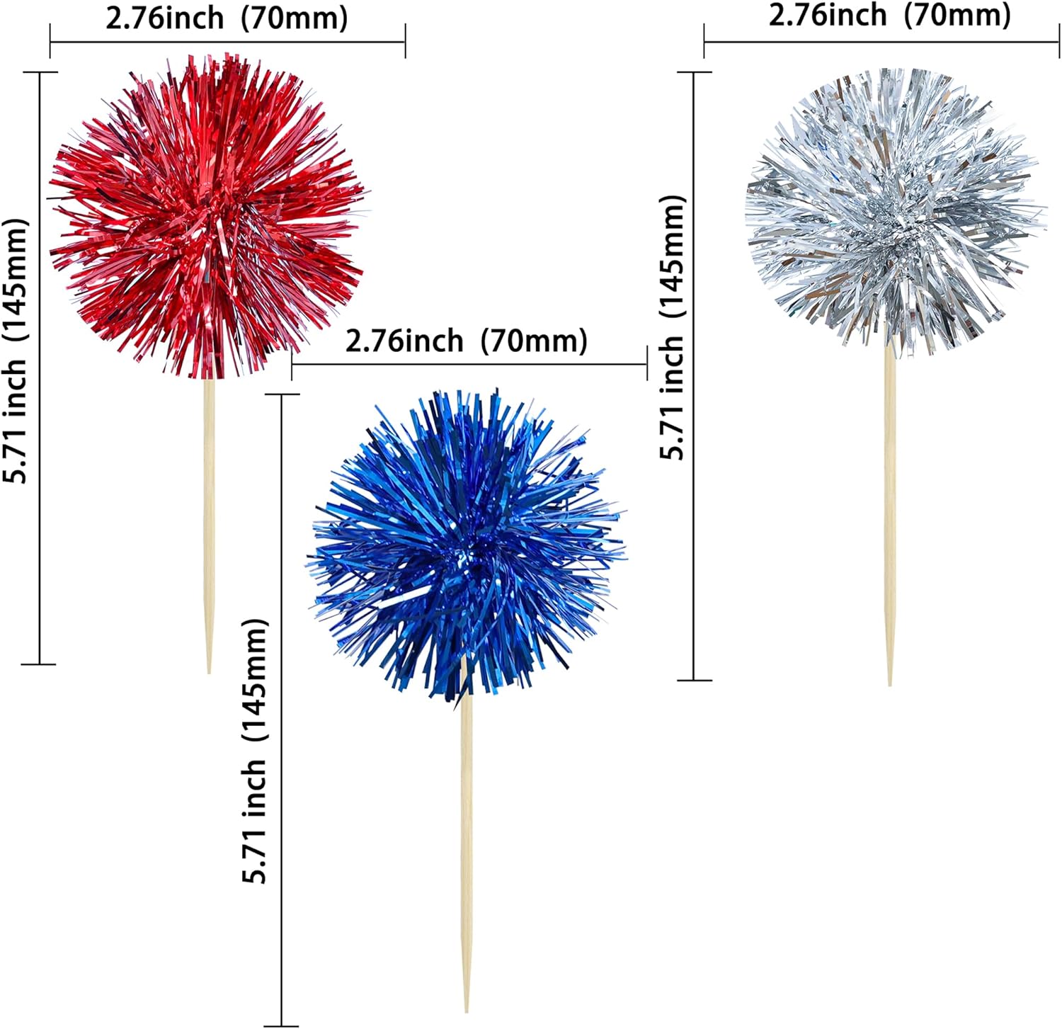 Gyufise 30Pcs Foil Firework Cupcake Toppers 1