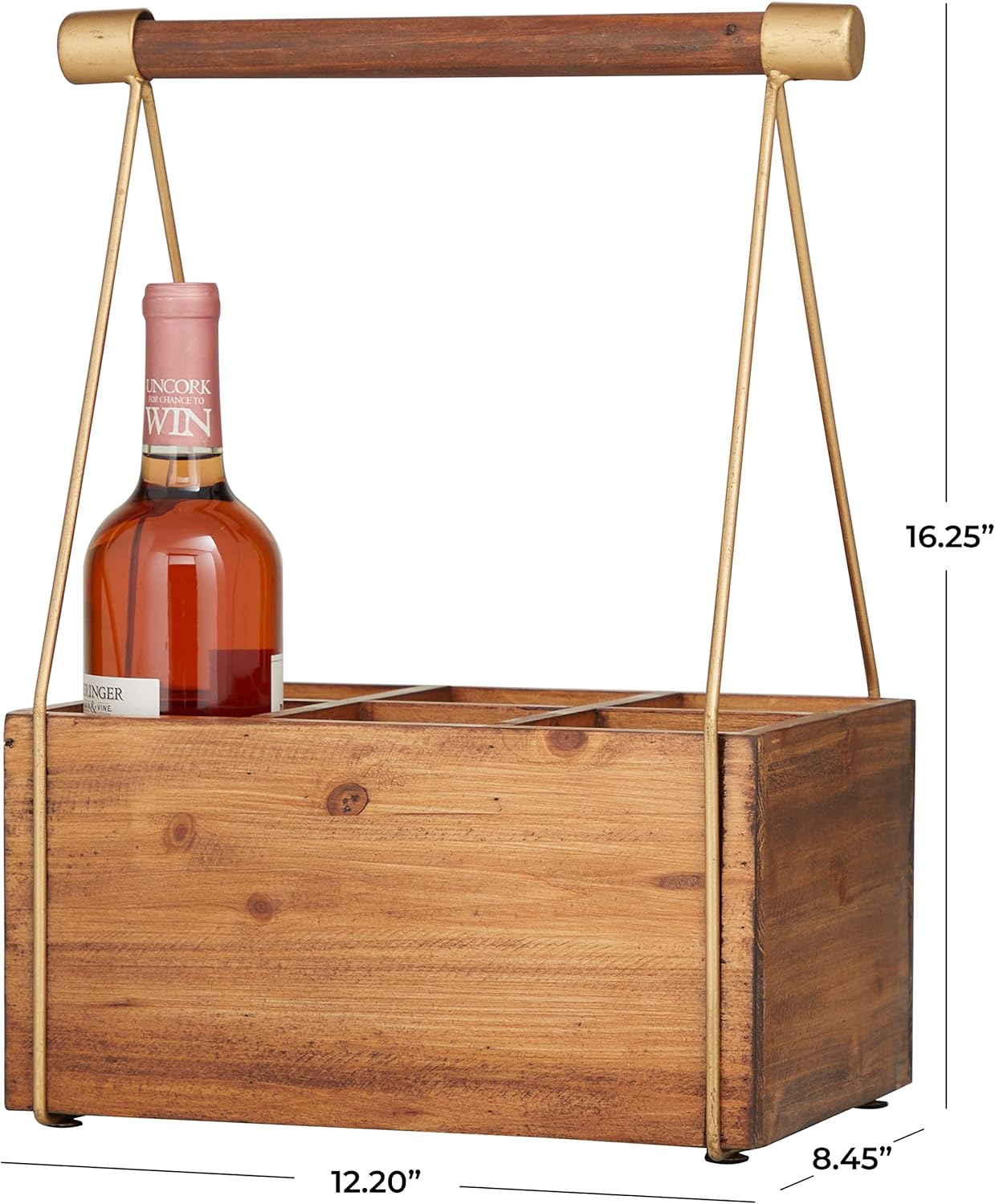Deco 79 6 Bottle Wine Rack with Gold Accents