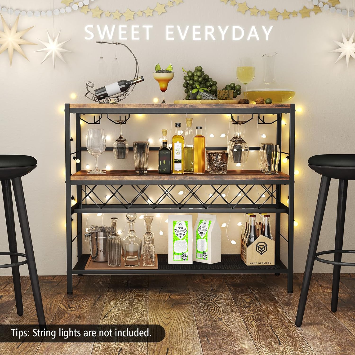 Giantex 4-Tier Wine Rack Table 7-Bottle Storage