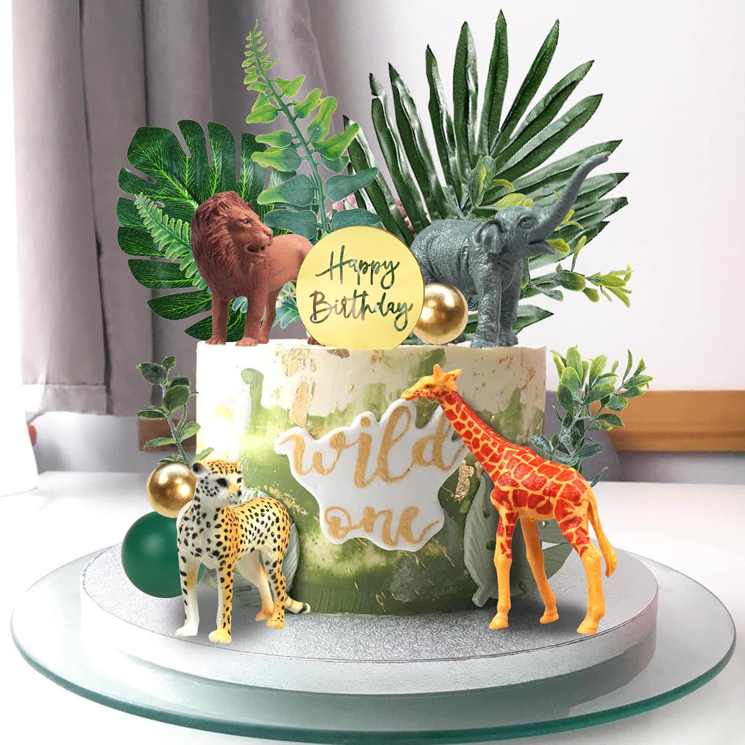 DRWATE 27PCS Jungle Animal Cake Toppers Decorations