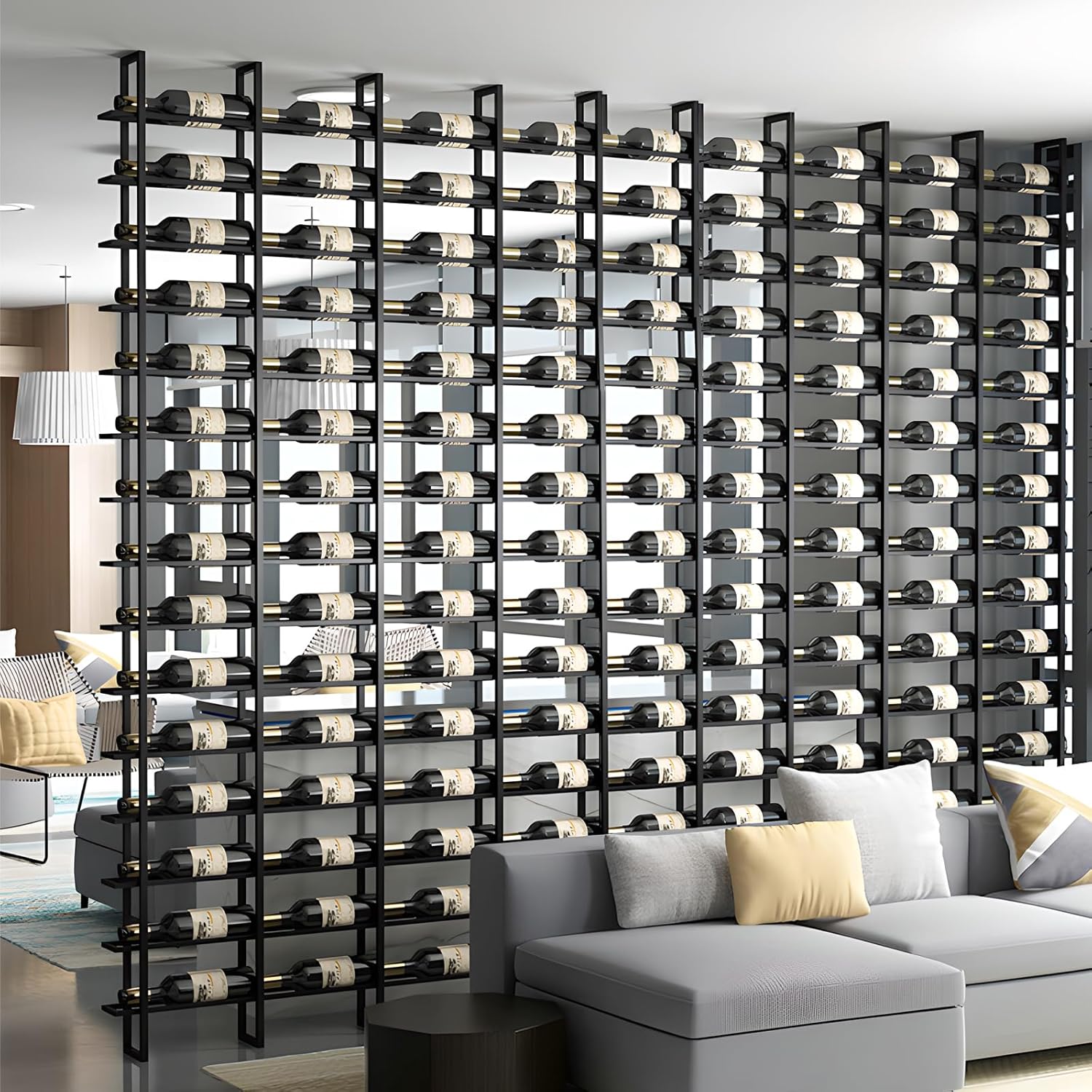 RAJYQODIS 16 Tier Freestanding Wine Rack Black