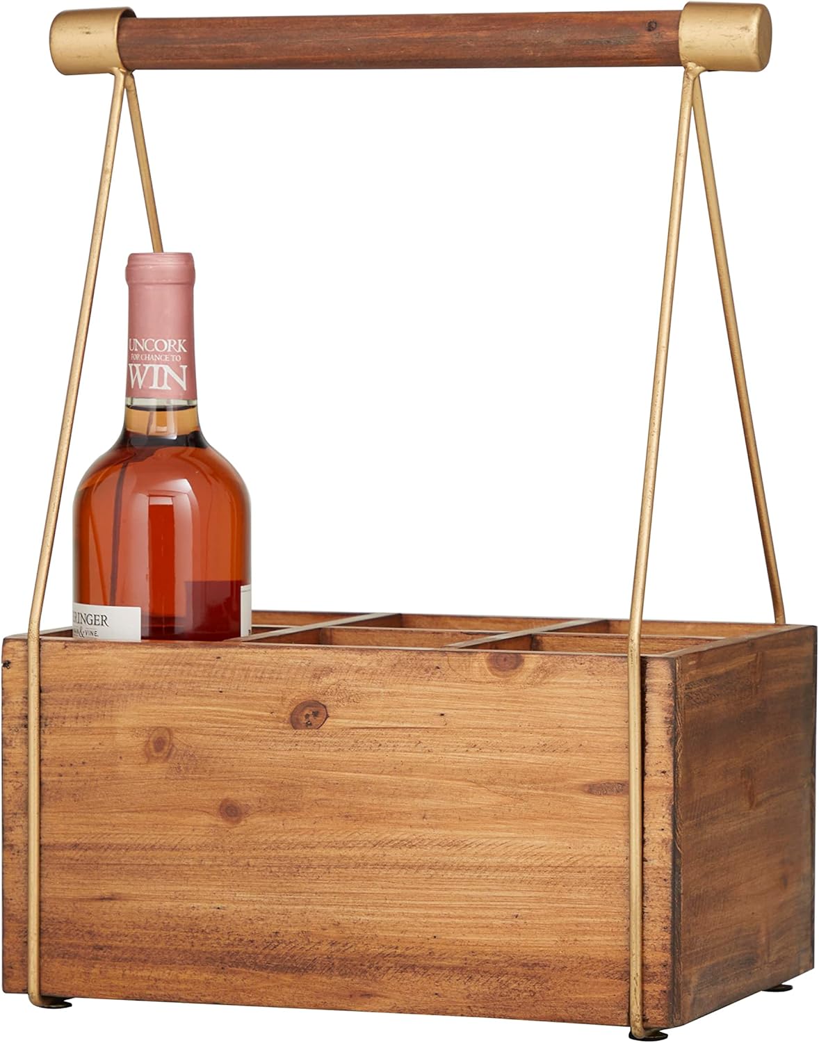 Deco 79 6 Bottle Wine Rack with Gold Accents
