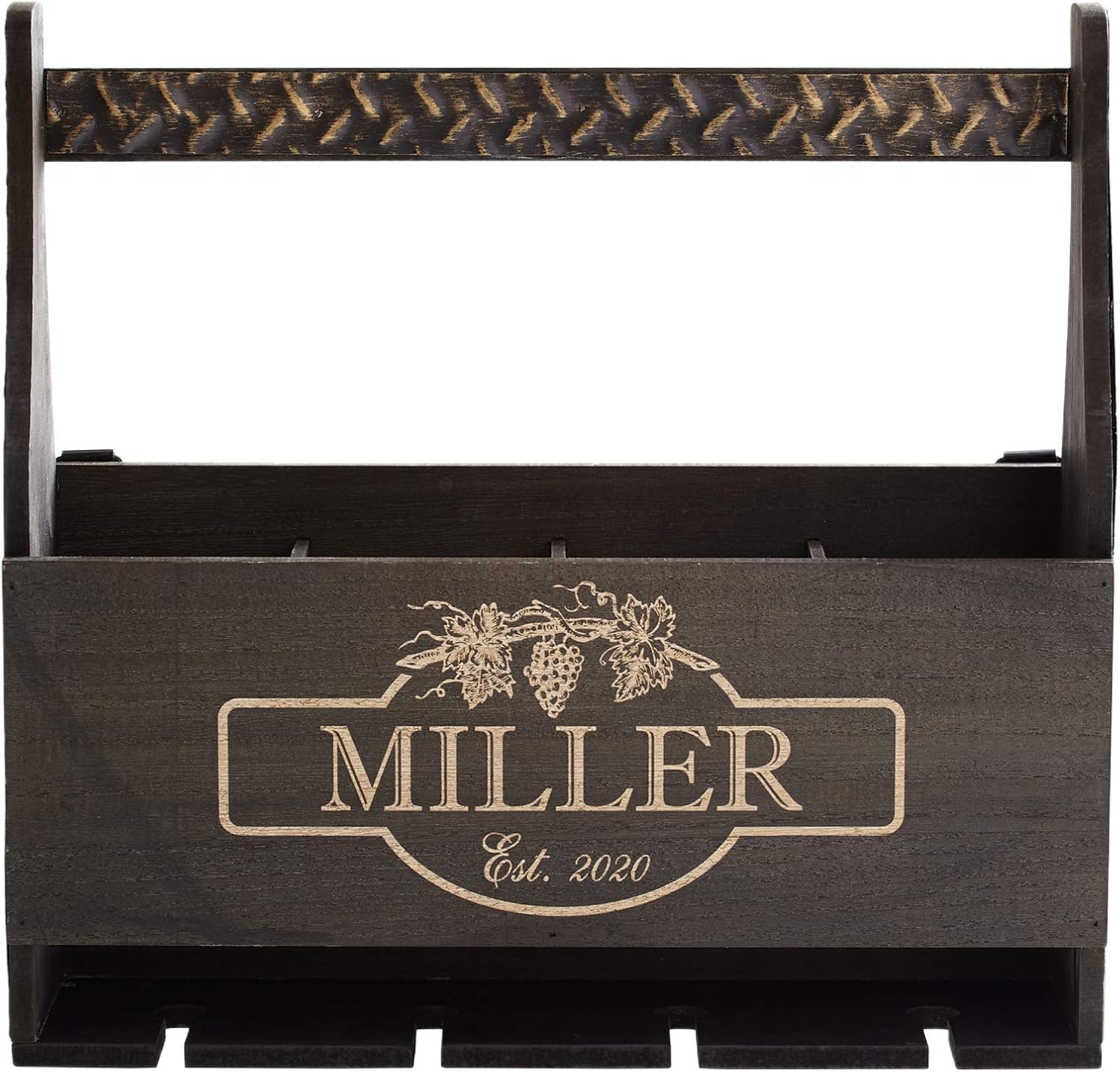 Personalized Rustic Wood Wine Rack with Name - Vineyard Edition