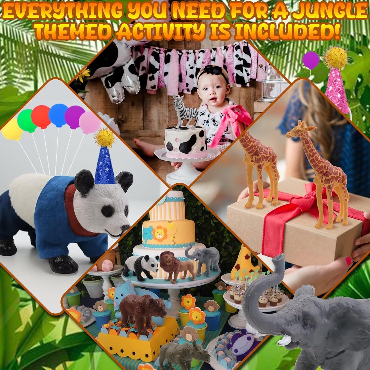26 Piece Jungle Animal Cake Toppers Decor Set