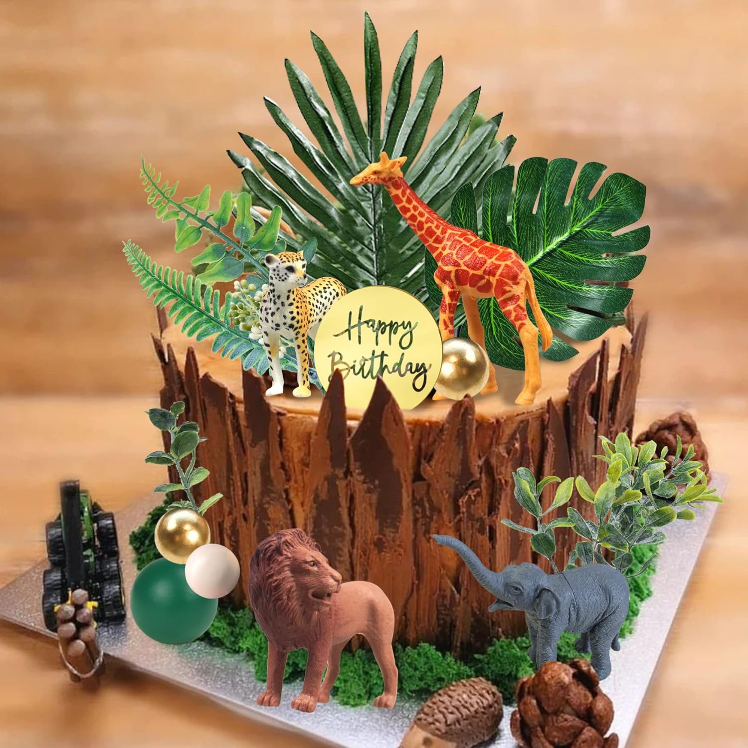 DRWATE 27PCS Jungle Animal Cake Toppers Decorations