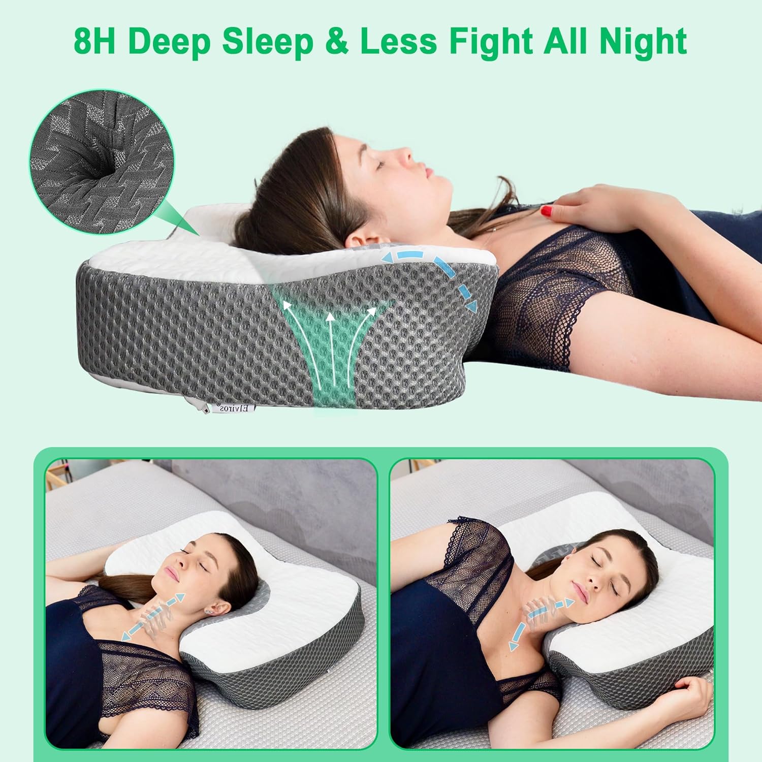 Elviros Cervical Neck Pillow with Adjustable Memory Foam