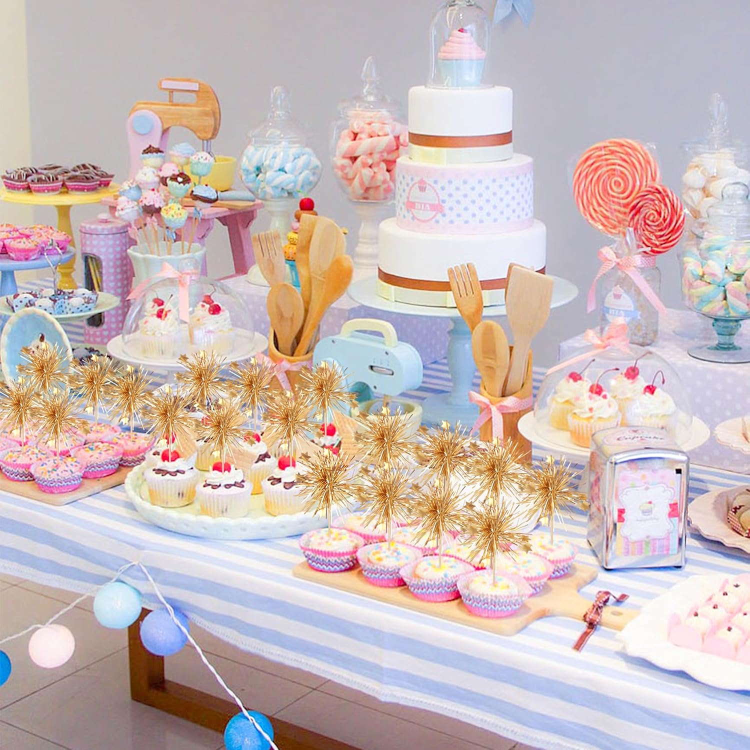 ZHUOWEISM 30PCS Foil Firework Cupcake Toppers