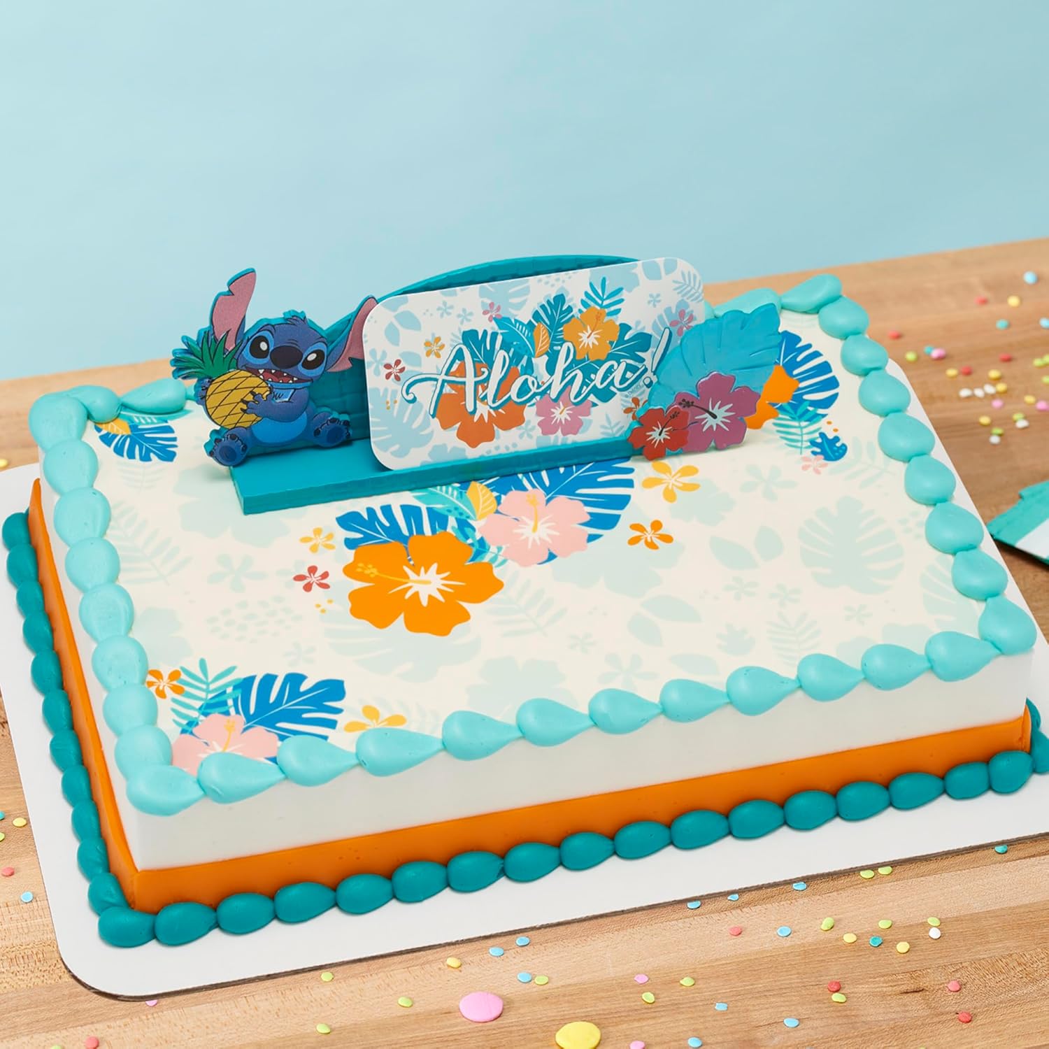 Disneys Stitch Aloha Cake Topper - Personalizable Decoration Set