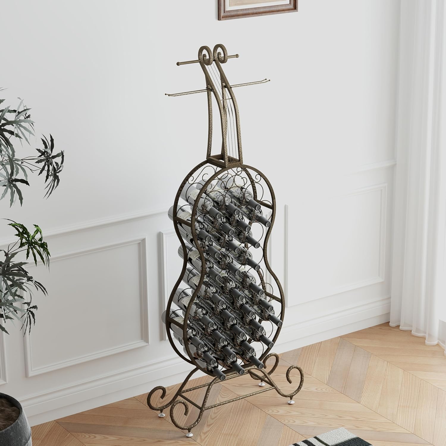 32 Bottles Display Holder Freestanding Wine Rack for Kitchen and Living Room
