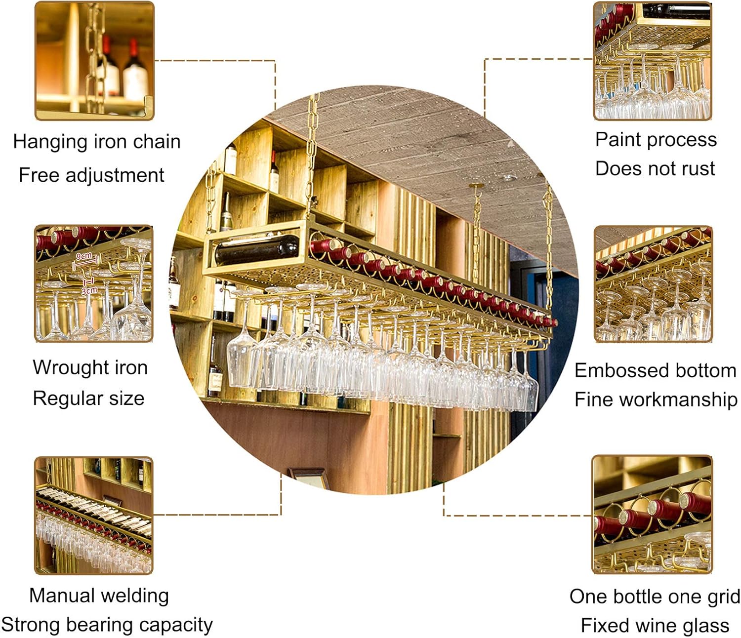 ShyhHts Wall Mounted Wine Rack - 120cm Durable Adjustable