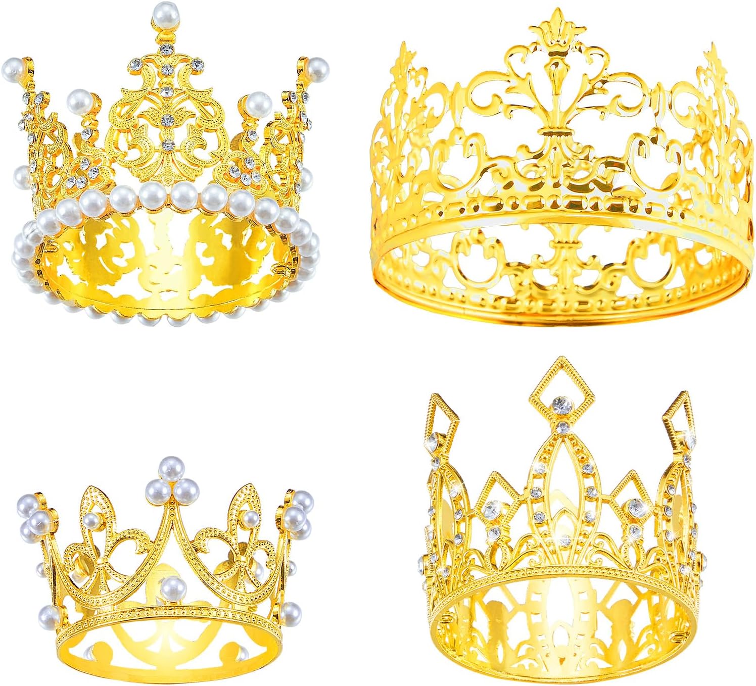 Jetec 4 Pcs Small Crown Cake Topper Gold Classic